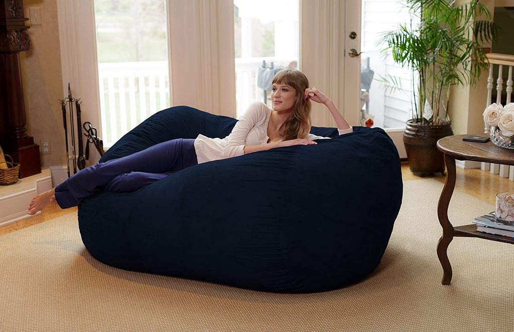 Chill Sack 6' Memory Foam Bean Bag Chair - Extra Large Lounger with Soft Microfiber Cover (Navy Blue) | Perfect for Living Room, Game Room, Dorm & Relaxation Space