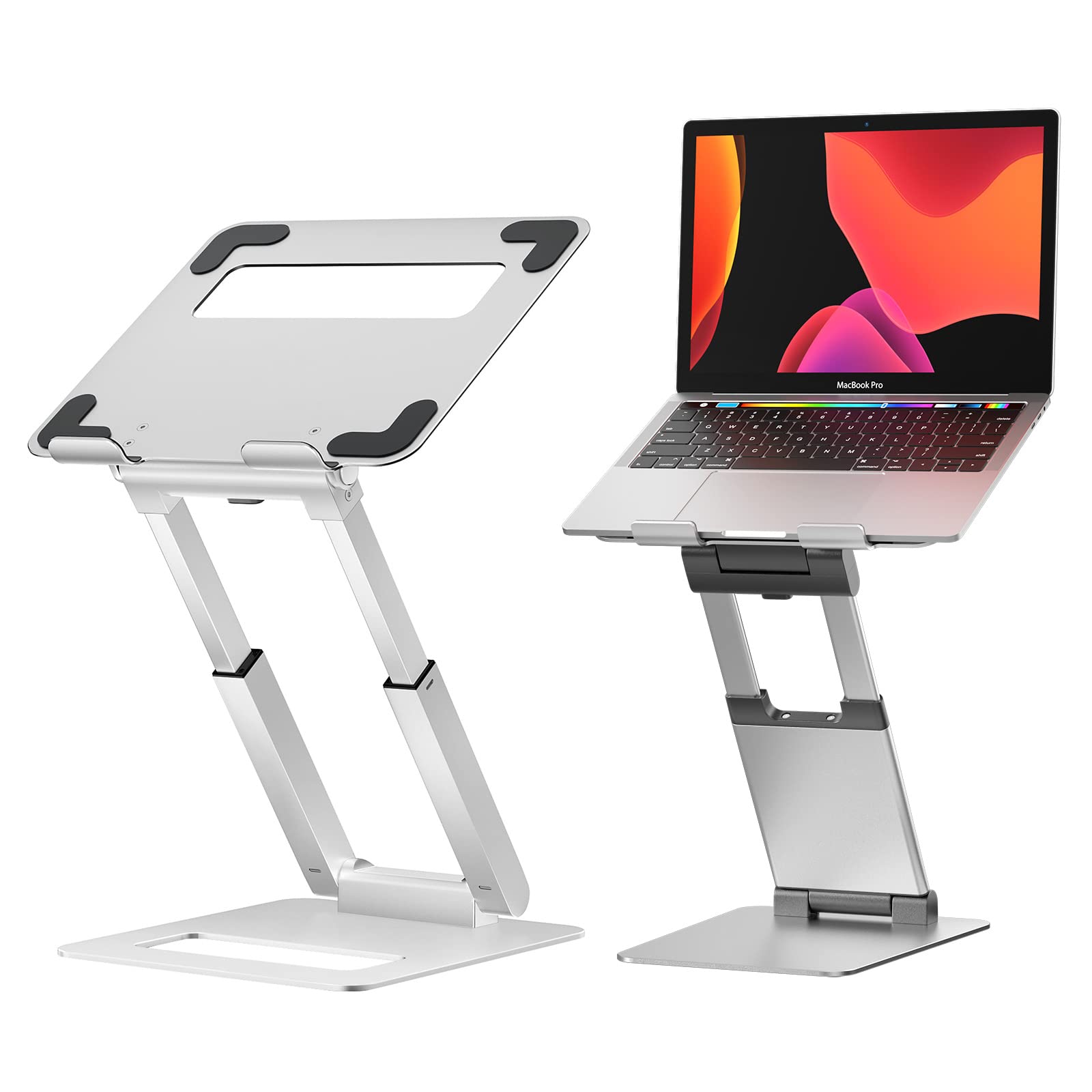 Adjustable Height Ergonomic Laptop Stand for Desk - Aluminum Sit Stand Computer Riser for Spine Protection, Compatible with MacBook Pro & All 10-17