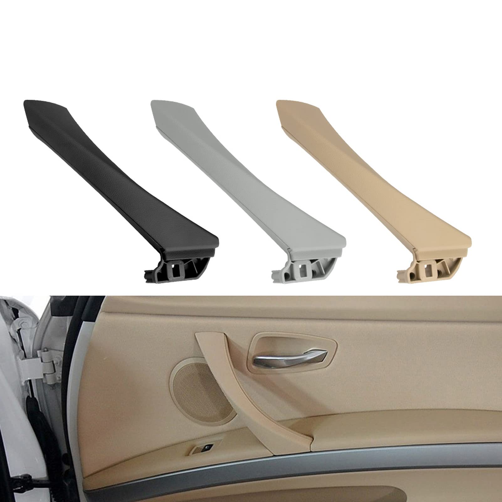 BMW 3 Series E90 E91 318 320 2005-2011 Interior Door Handle Cover - Left & Right Side, Gray/Beige/Black Trim Panel Replacement | Perfect for Car Interior Upgrade & DIY Repair