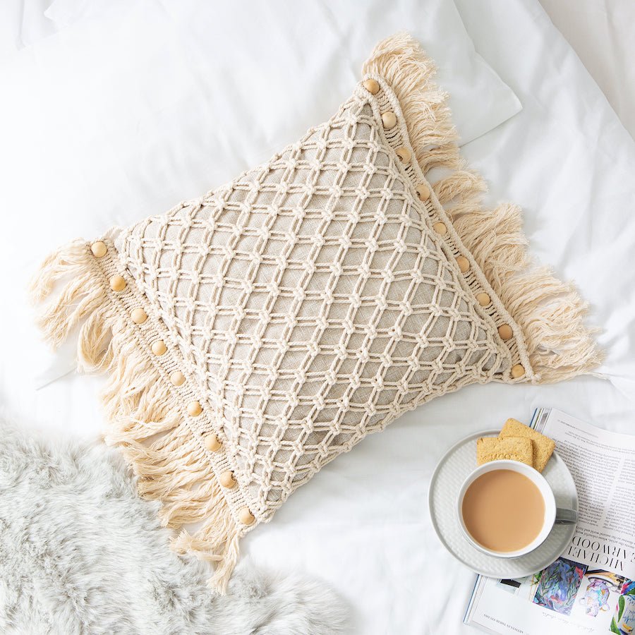 DIY Macrame Cushion Craft Kit for Beginners - Boho Home Decor Accessories - Perfect for Living Room, Bedroom & Boho Style Interior Design