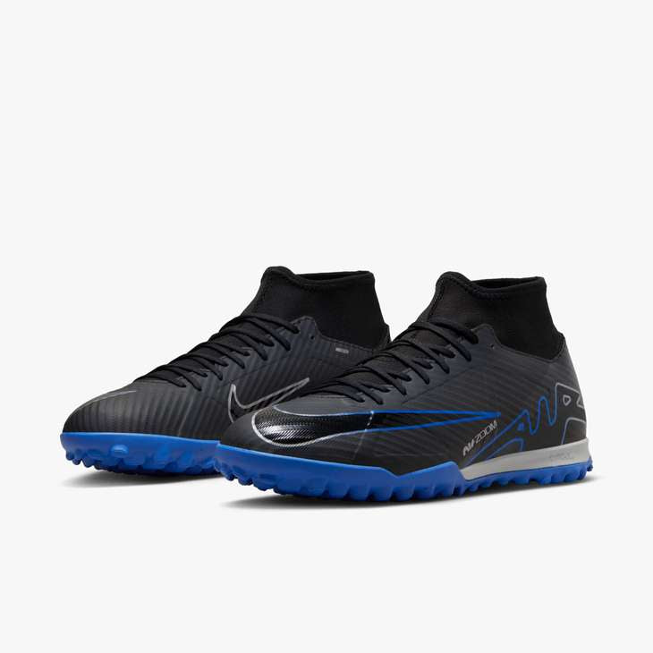 Nike Mercurial Superfly 9 Academy TF Turf Soccer Shoes for Men - Black/Royal - Artificial Grass Football Cleats for Training & Matches