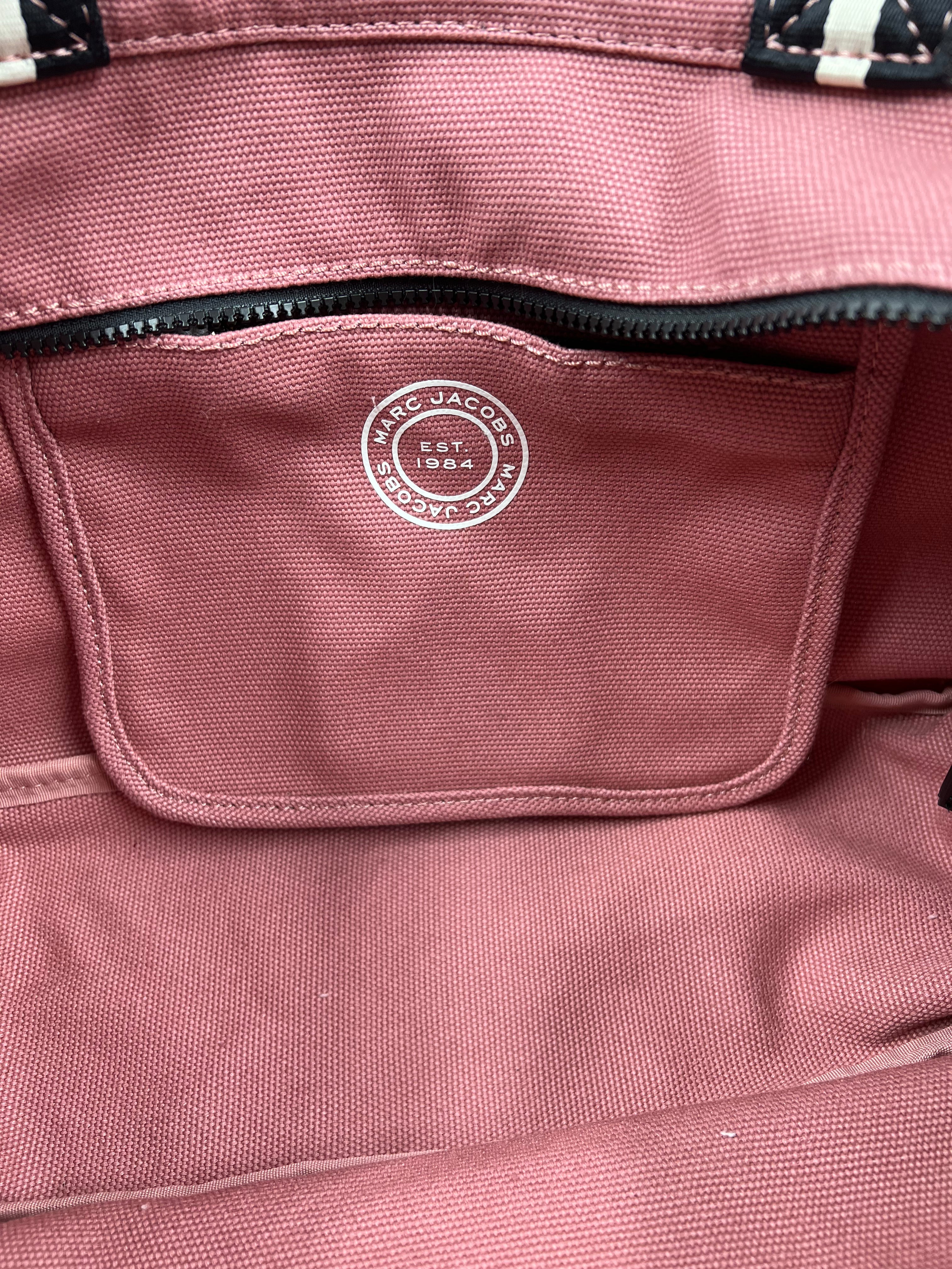 Marc Jacobs Dusty Rose Medium Signet Canvas Tote Bag for Women - Stylish Designer Handbag for Work, Travel & Everyday Use