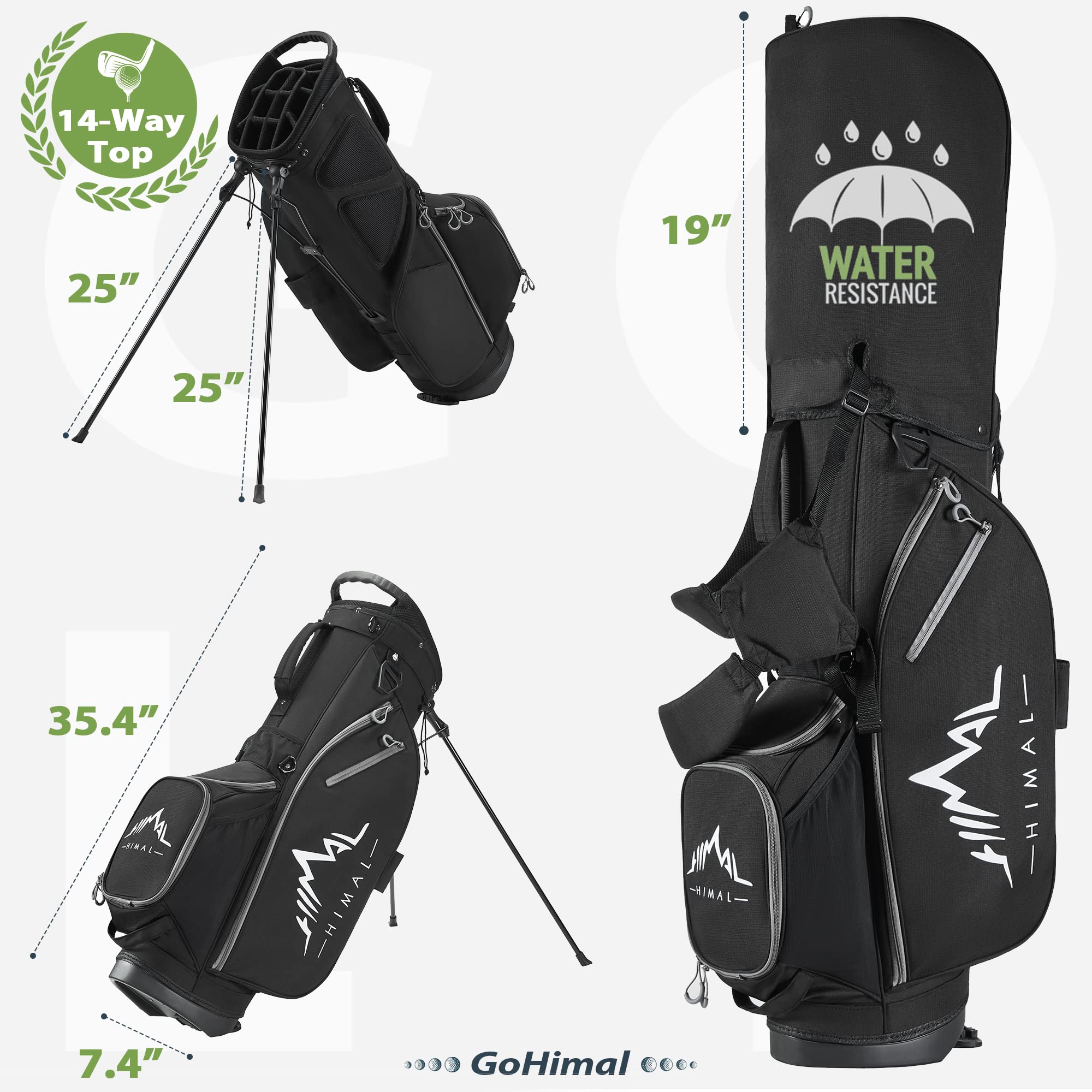14-Way Golf Stand Bag - Lightweight & Durable Golf Club Bag for Men & Women - Perfect for Walking the Course & Weekend Golfers