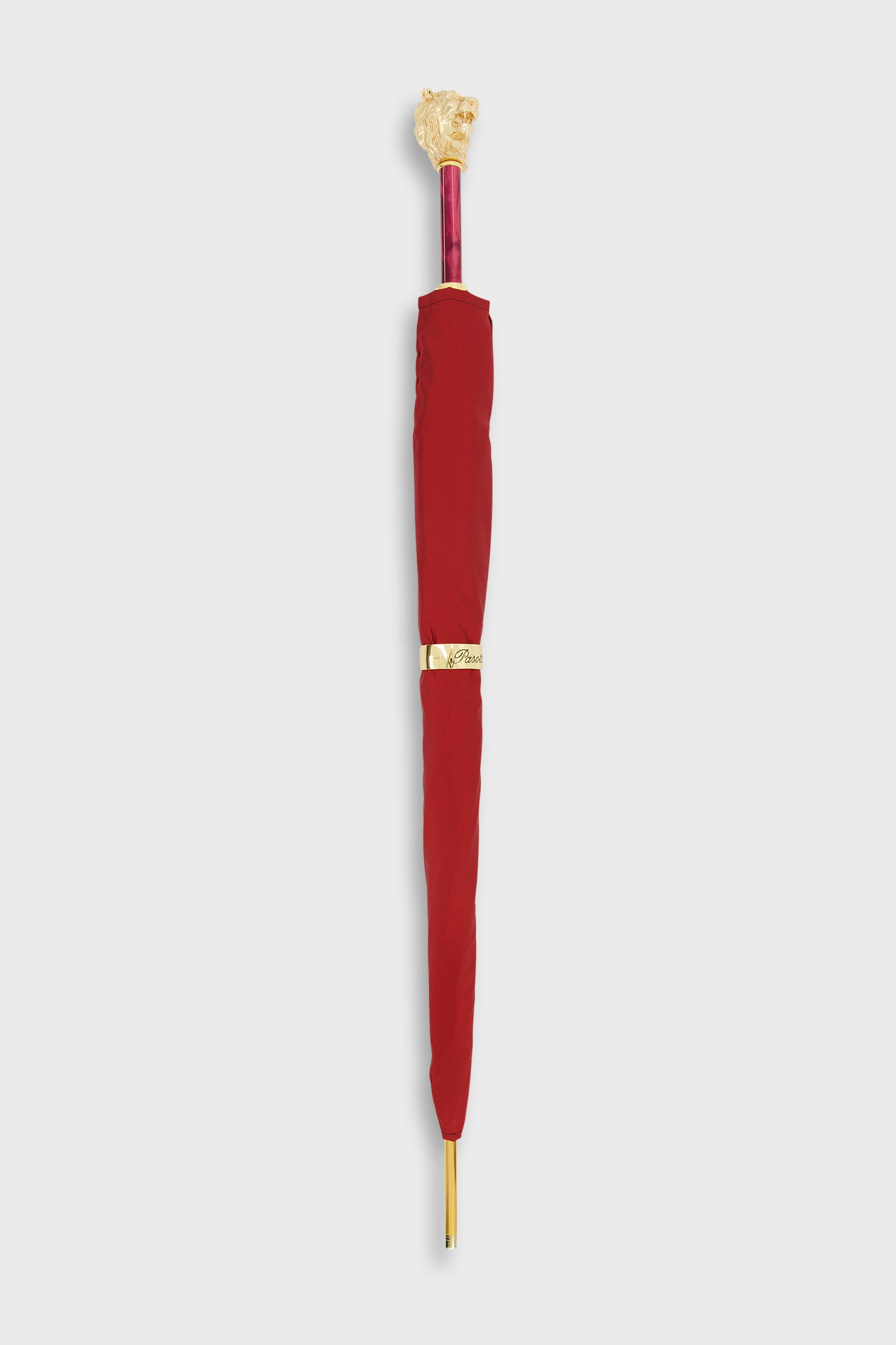 Pasotti Luxury Red & Gold Lion Handle Umbrella - Windproof & Waterproof for Men & Women - Perfect for Weddings, Gala Events & Fashionable Rainy Days
