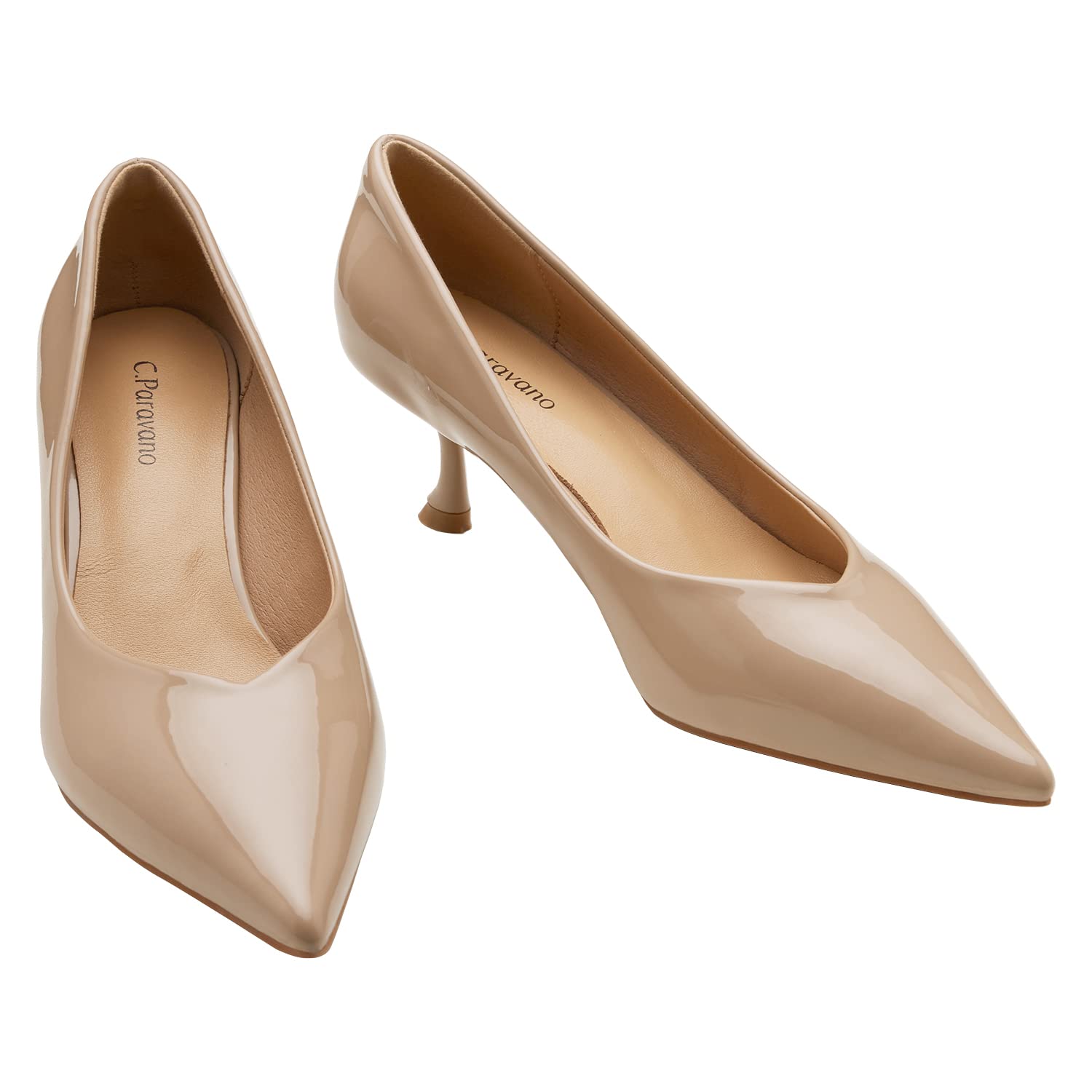 C.Paravano Women's Kitten Heels - Pointed Toe Stiletto Pumps for Party & Evening Wear | Low Heel Designer Shoes for Women | Comfortable & Stylish for Work, Weddings & Special Occasions