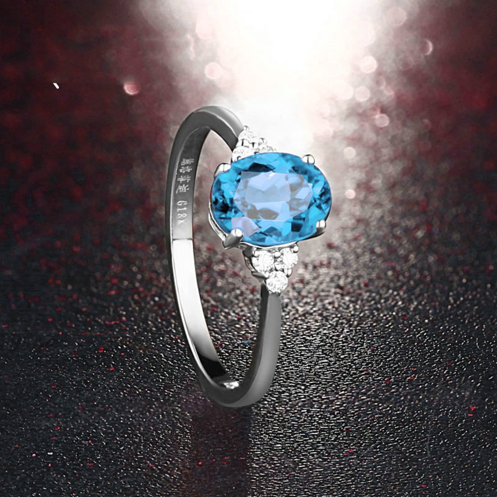 925 Sterling Silver Light Blue Oval Zircon Wedding Band for Women - Size 4.5 | Elegant Engagement Ring & Valentine's Day Gift for Her | Perfect for Proposals, Anniversaries, and Special Occasions