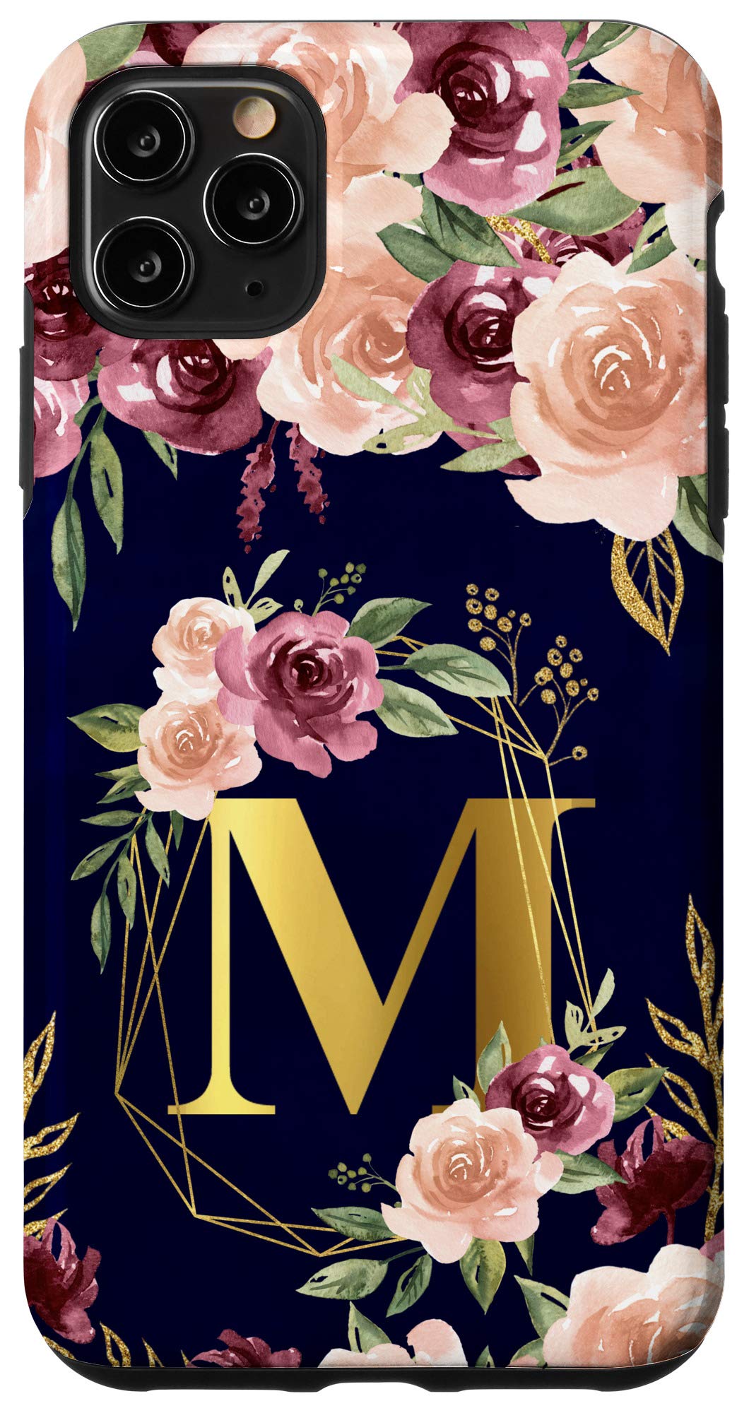 iPhone 11 Pro Max Case - Floral Watercolor Design with Initial M - Perfect Birthday Gift for Women - Durable Protective Cover for Everyday Use & Special Occasions