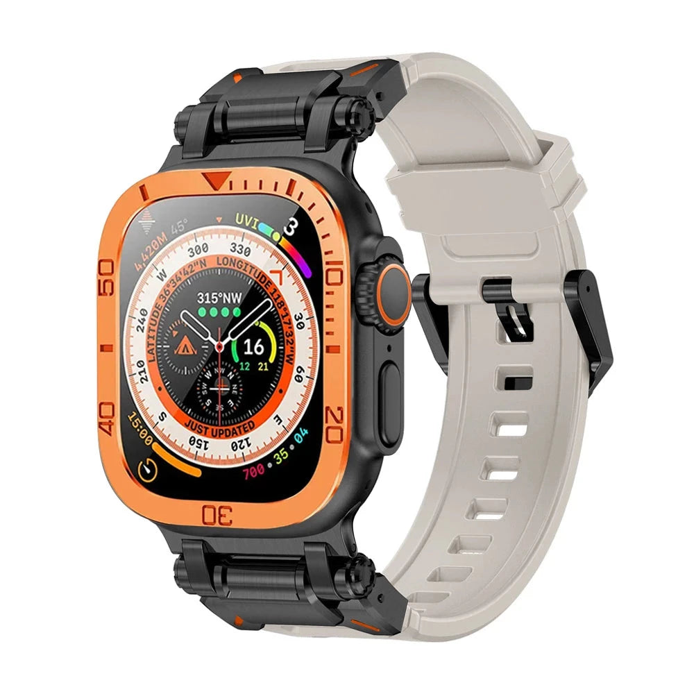 Durable Silicone Band with Stainless Steel Case & Tempered Glass - Perfect for Outdoor Sports, Fitness & Everyday Wear