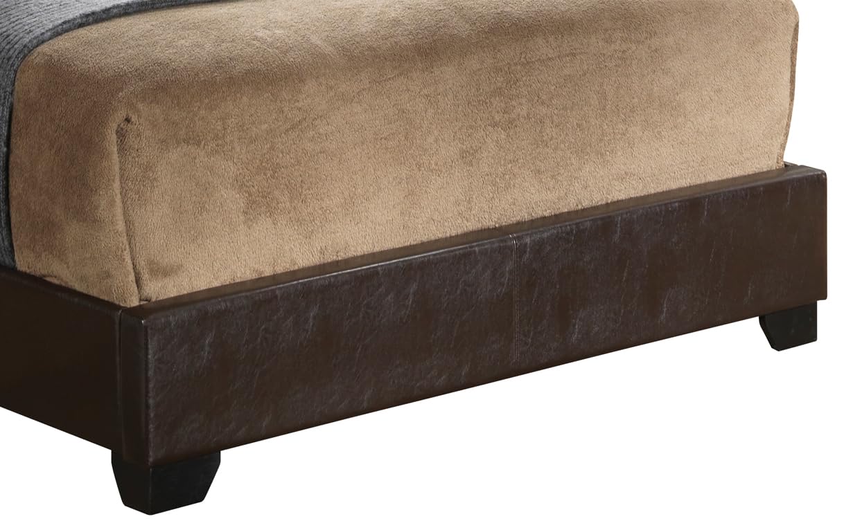 Glory Furniture Aaron Faux Leather Upholstered Queen Size Bed in Cappuccino Brown - Modern Bedroom Furniture for Master Bedroom & Guest Room