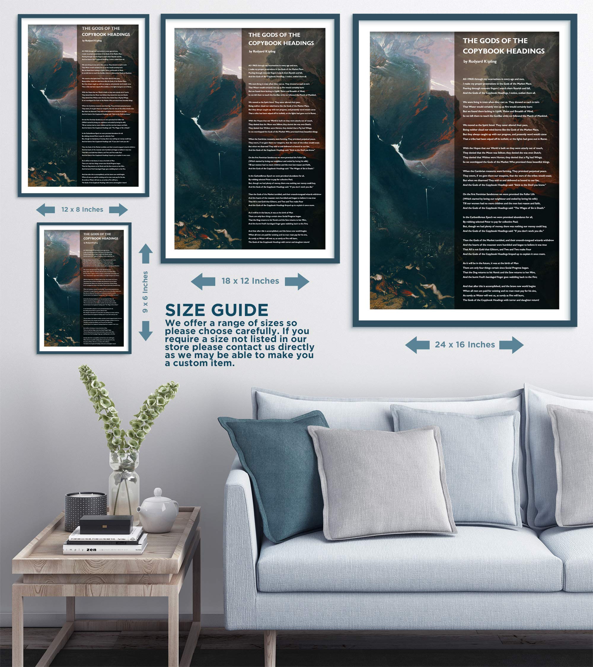 Rudyard Kipling Poem Print - The Gods of The Copybook Headings - Heaven & Hell Art Photo Poster - 15x10 Inch Wall Decor - Perfect Gift for Poetry Lovers & Literary Enthusiasts - Ideal for Home, Office, or Classroom Decoration