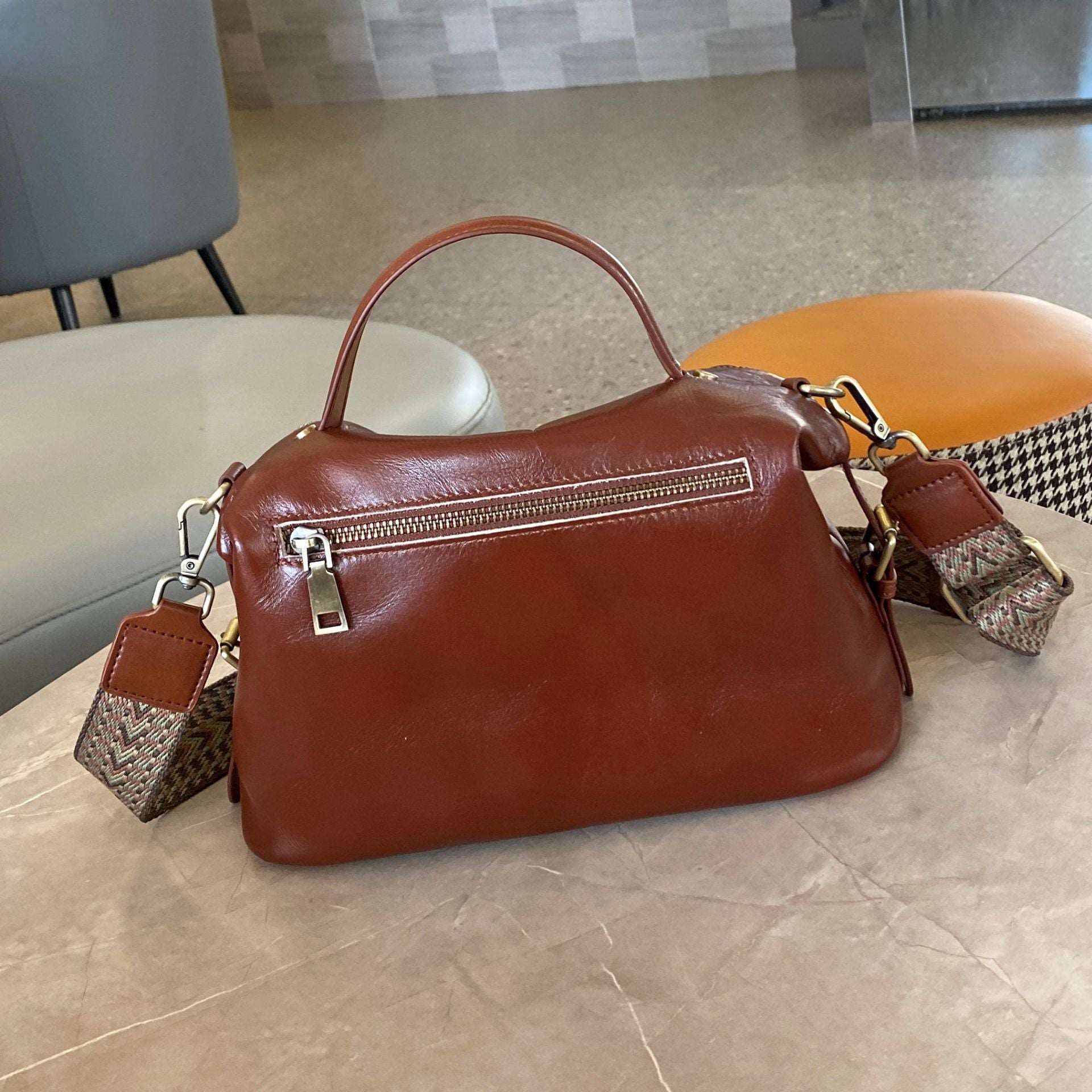Premium Genuine Leather Satchel Bag for Women & Men - Stylish & Durable Crossbody Messenger Bag for Work, Travel & Everyday Use
