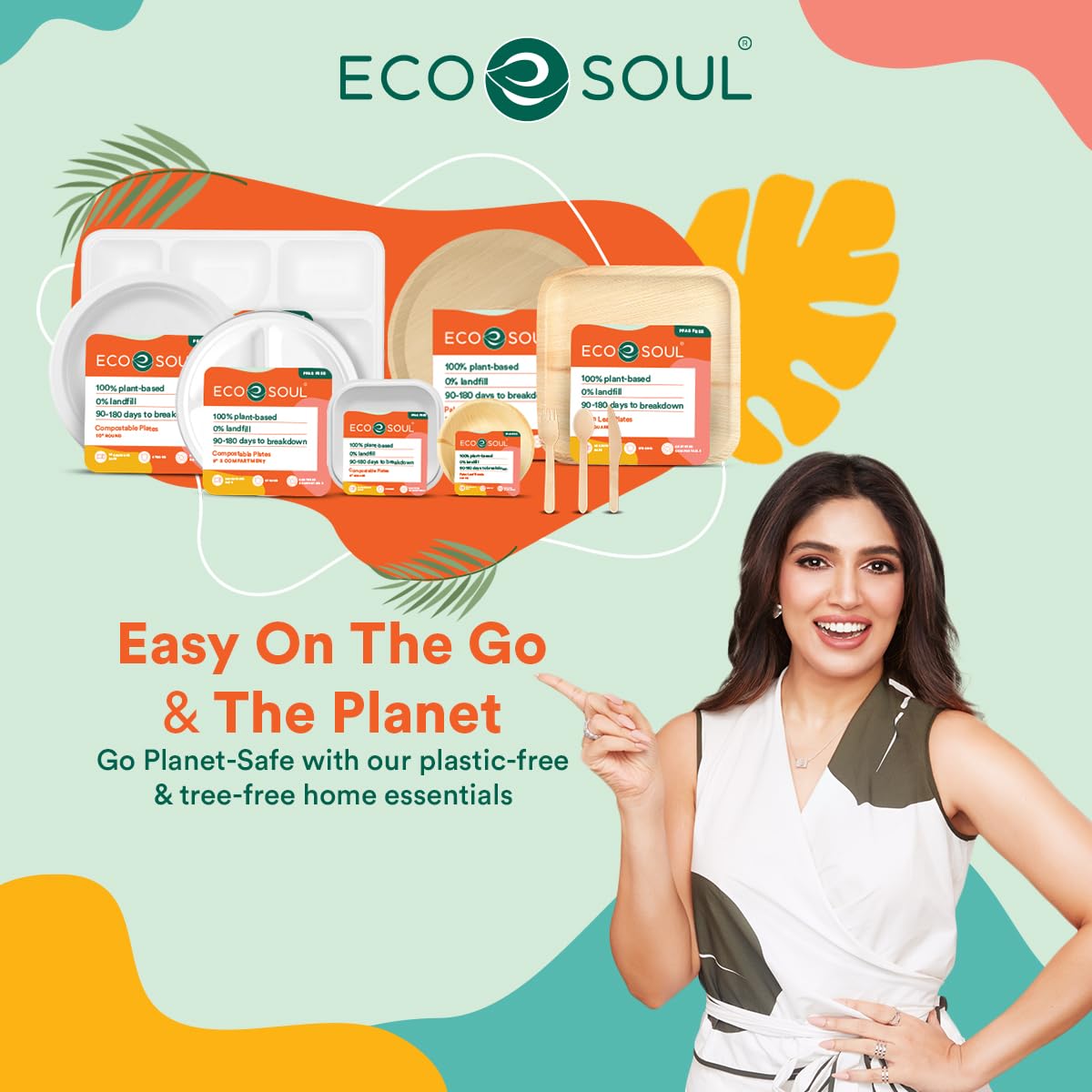 ECO SOUL 150ml (5oz) 50-Pack Biodegradable Sugarcane Bowls - Eco-Friendly Disposable Square Bowls for Snacks, Salads, Parties, Weddings & Events | Microwave & Freezer Safe | Perfect for Home, Restaurant & Catering Use