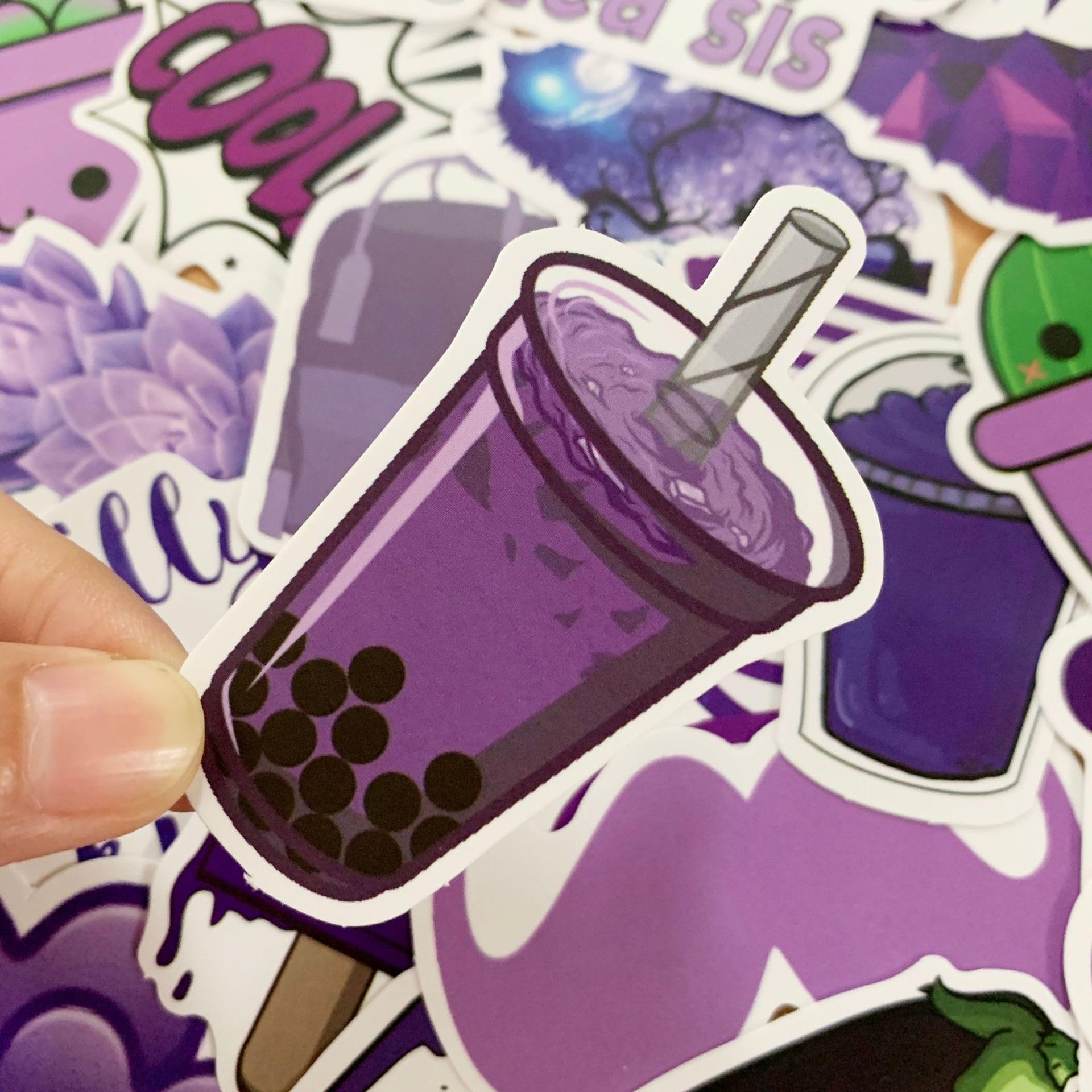 50 PCS Cute Purple Aesthetic Stickers for Girls - Waterproof Vinyl Decals for Water Bottles, Laptops, Phones - Perfect for Teens, Kids Room Decor & School Supplies | Great for DIY Crafts, Scrapbooking & Personalizing Accessories