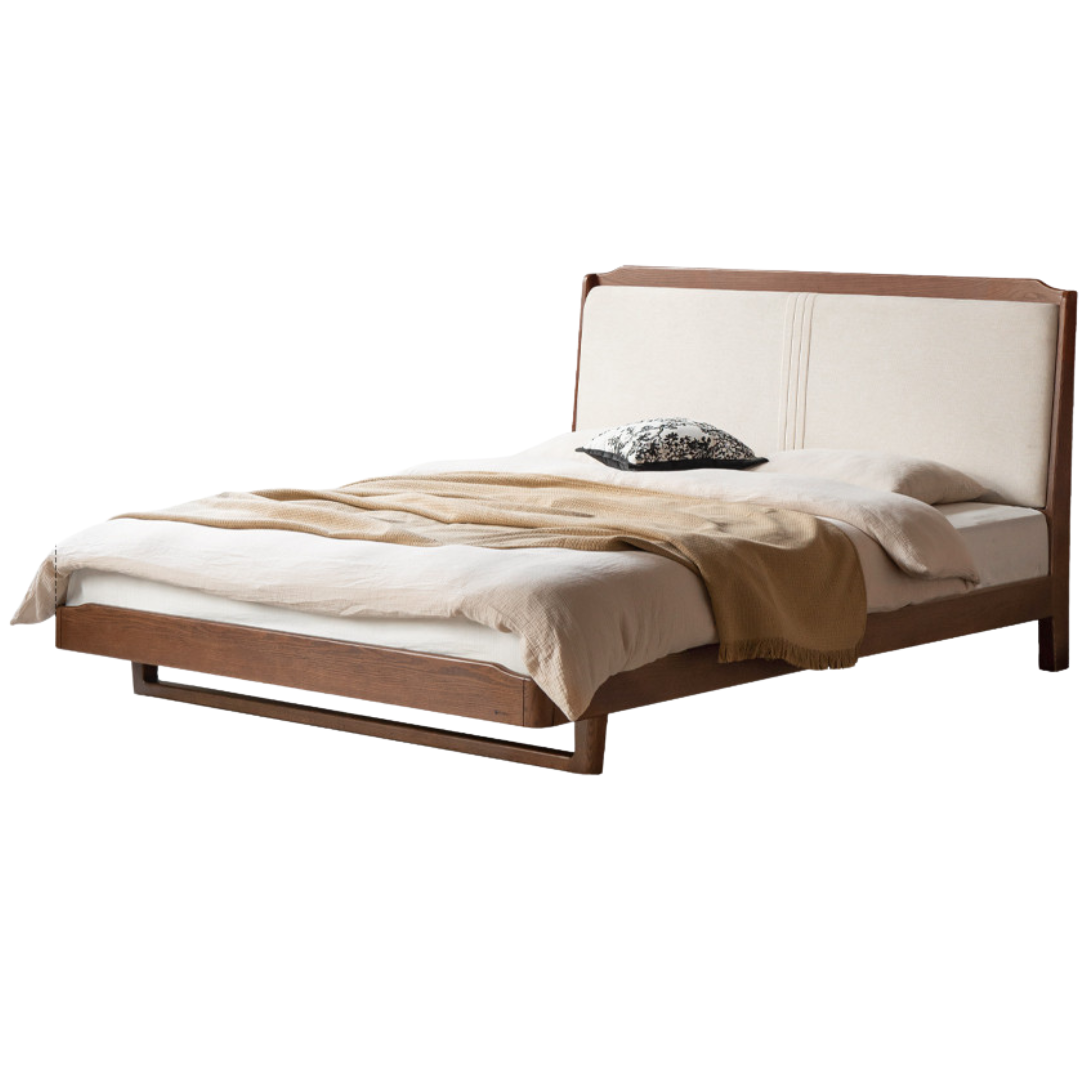 Walnut color Imitation Cotton and Linen Pear White Soft Bed