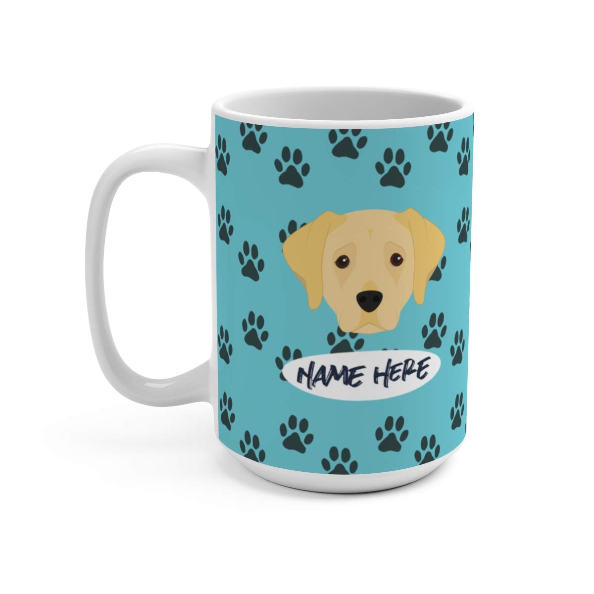 Personalized Yellow Labrador 15oz Ceramic Coffee Mug - Custom Dog Lover Gift for Mom & Dad - Dishwasher & Microwave Safe - Perfect for Home, Office & Pet Lovers