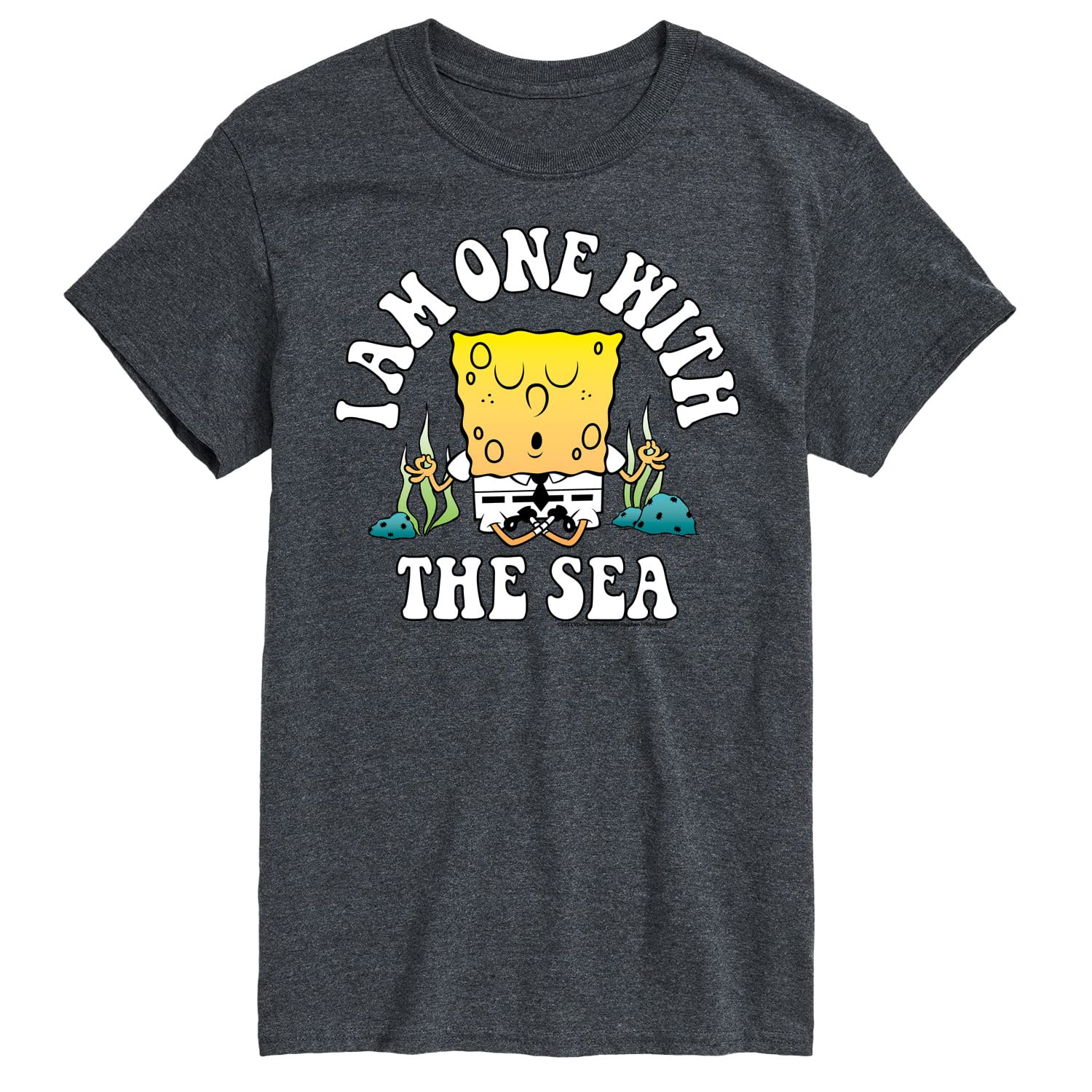 Spongebob Squarepants 'I'm One with The Sea' Men's Graphic T-Shirt | Soft Cotton Short Sleeve Tee for Casual Wear, Beach Outings & Cartoon Lovers