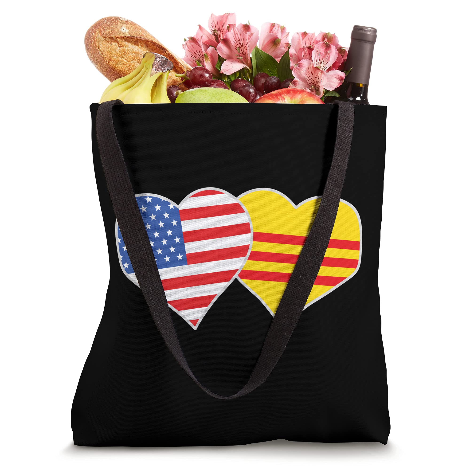 Vietnamese American Flag Tote Bag - USA South Vietnam Heart Design - Patriotic & Stylish for Shopping, Travel & Everyday Use