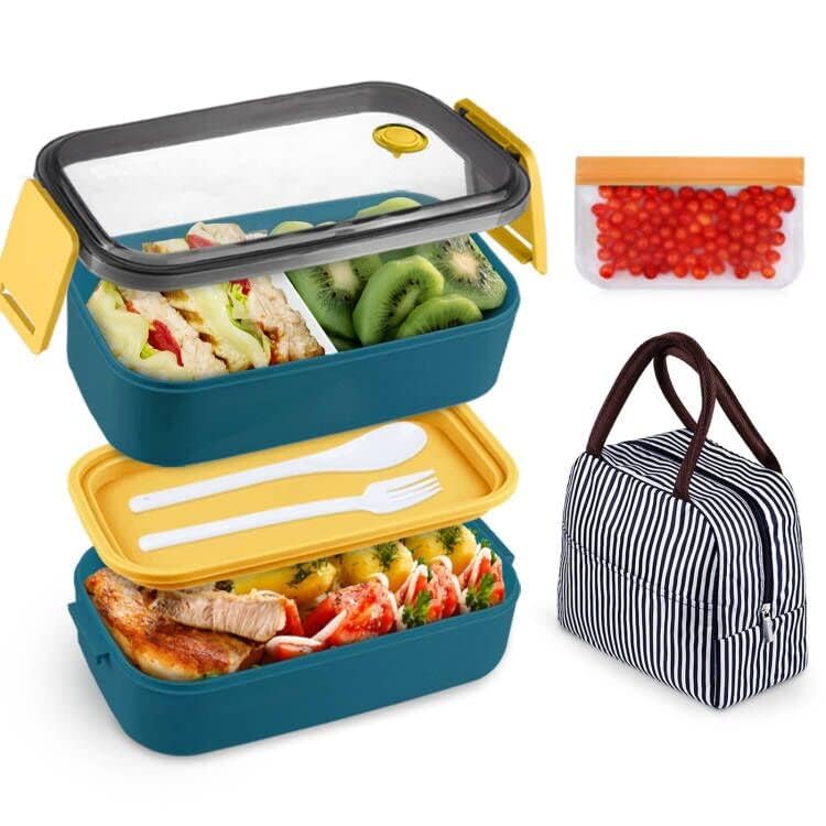 NatraProw Adult Lunch Box - Leakproof 2-Layer Bento Box with Detachable Divider & Utensils | BPA Free, Microwave Safe Meal Prep Container | Perfect for Office, School, Picnics & Travel