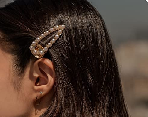 MODINITY 5Pcs Macaron Hair Clips with Pearls - Hair Accessories for Women & Girls - Party & Wedding