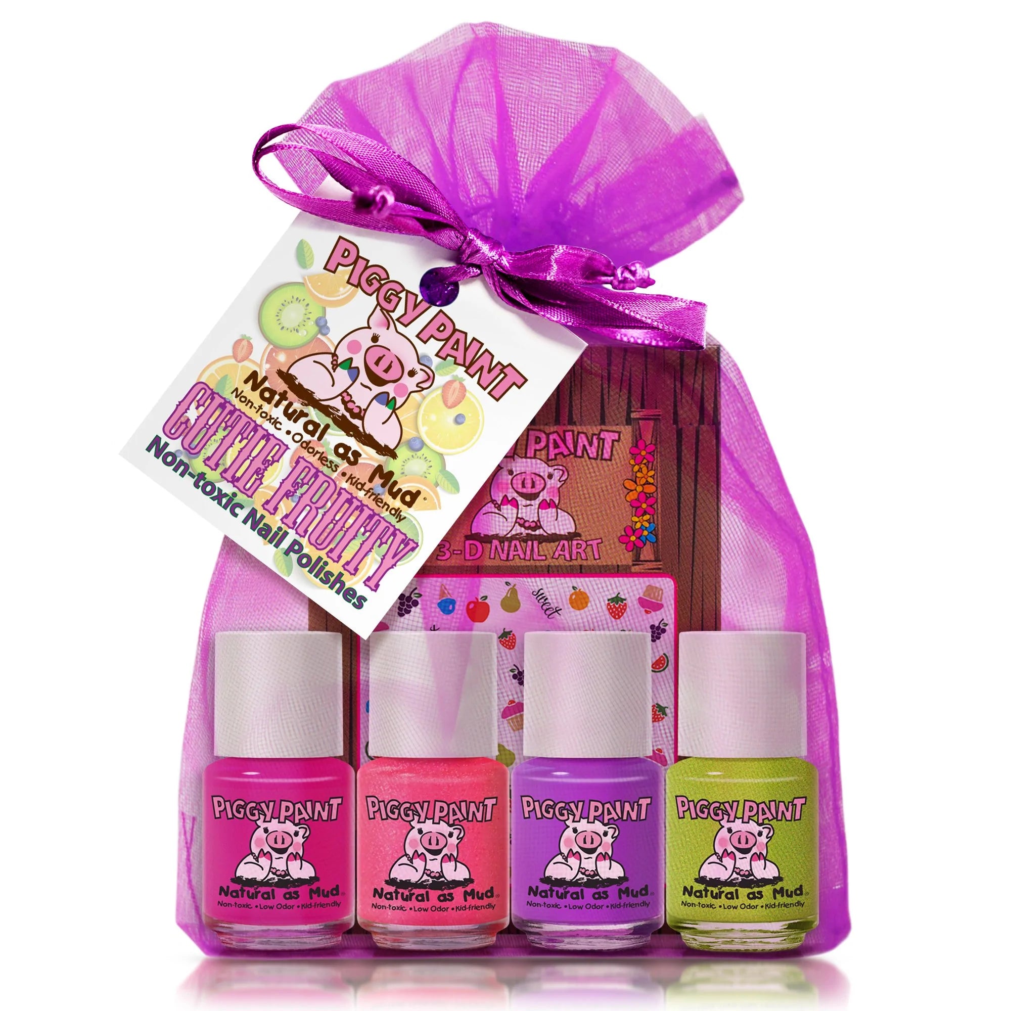 Piggy Paint Cutie Fruity Non-Toxic Nail Polish Gift Set for Kids - Safe, Fun & Easy to Use for Birthday Parties, Playdates & DIY Nail Art