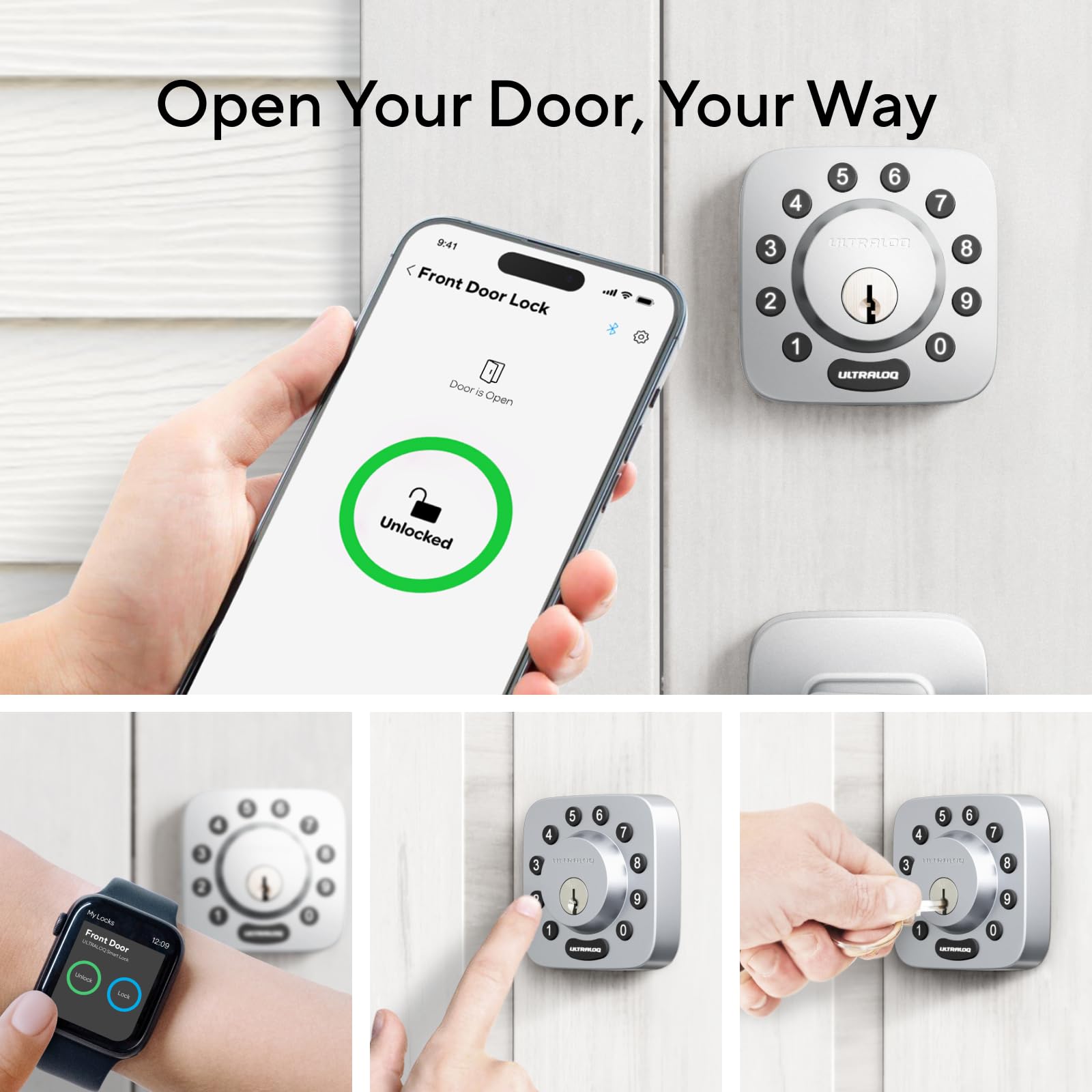 Ultraloq U-Bolt Pro Z-Wave Plus Smart Lock with Door Sensor - 5-in-1 Keyless Entry Deadbolt for Front Doors | ANSI Grade 1 Certified | Works with Ring Alarm & Smart Home Systems | Ideal for Home Security & Vacation Rentals