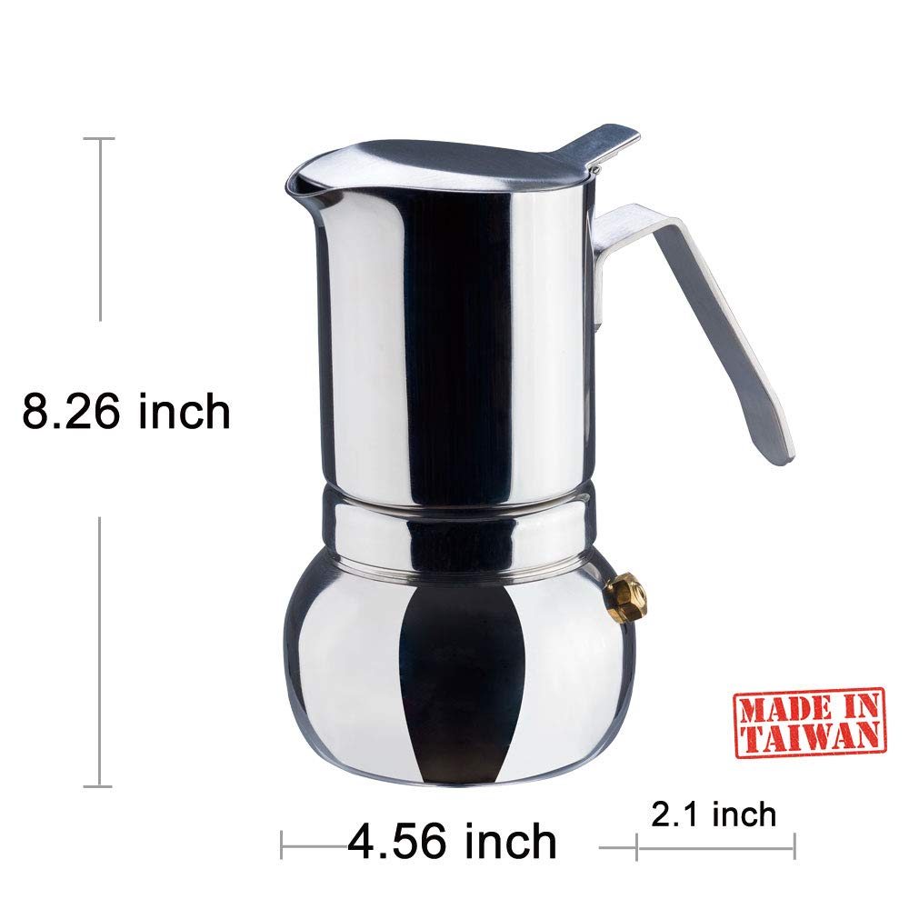 Premium Stainless Steel Italian Stovetop Espresso Maker - 8 Cup Moka Pot for Rich Espresso, Latte & Cappuccino | Durable Greca Coffee Percolator (16.9 Oz) | Perfect for Home Brewing, Camping & Gifts