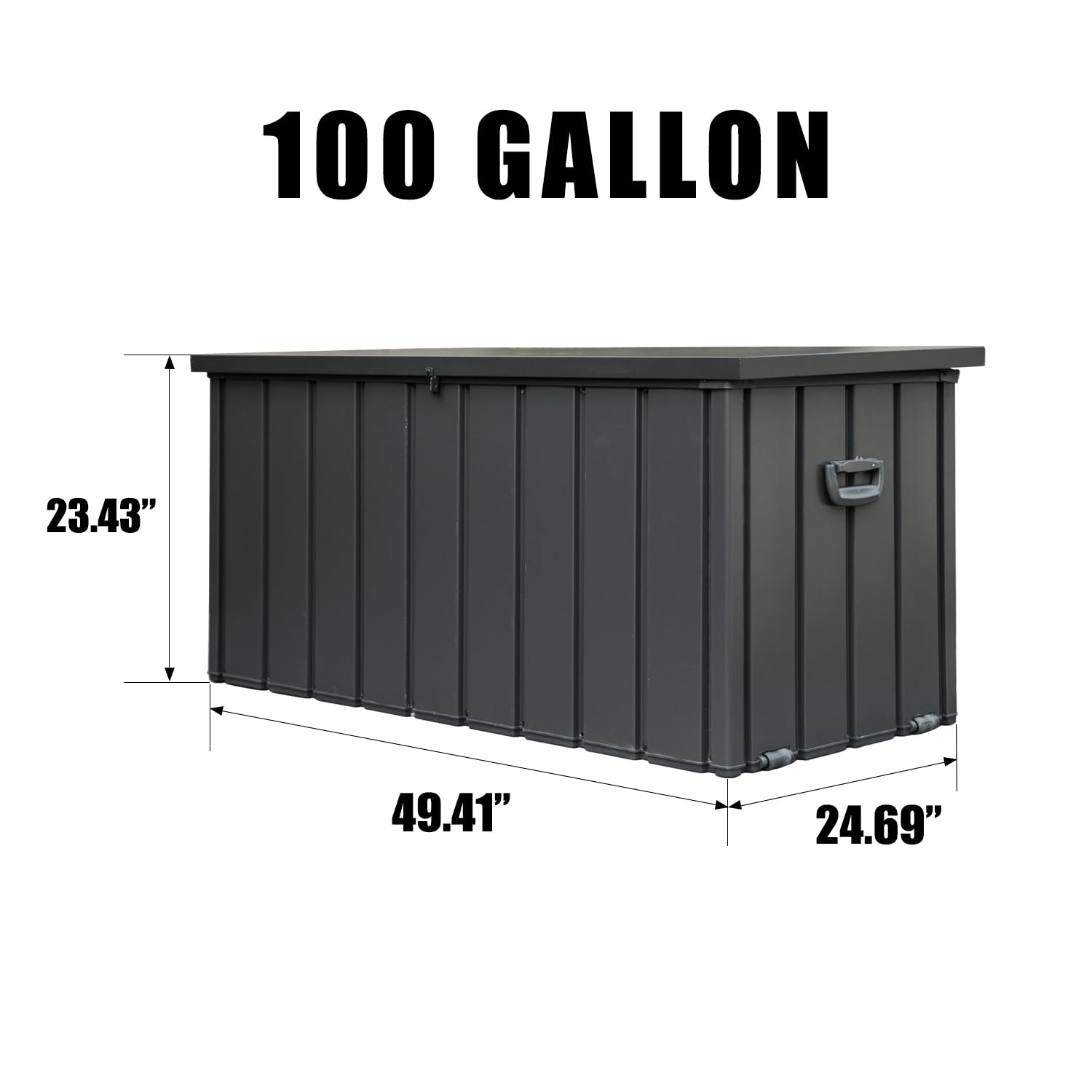 Domi 100 Gallon Waterproof Outdoor Deck Box - Lockable Steel Storage Container for Patio Cushions, Garden Tools & Pool Equipment - Weatherproof Gray Deck Storage Box for Backyard, Porch & Poolside Organization