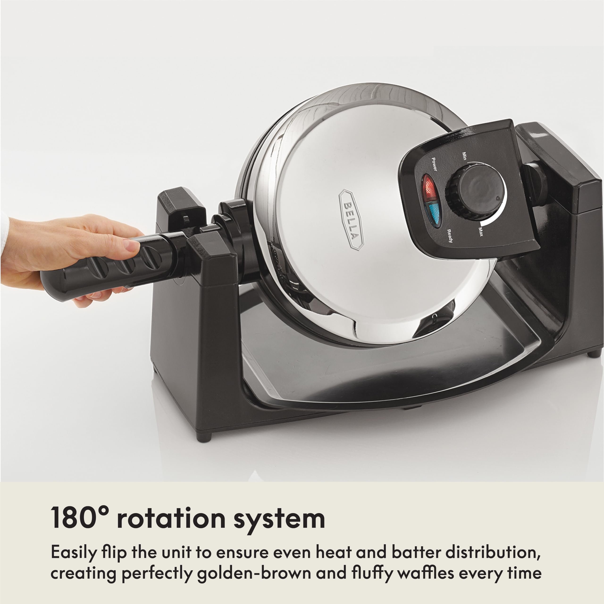 Bella Classic Rotating Belgian Waffle Maker - Nonstick Plates, Adjustable Browning, Removable Drip Tray & Cool Touch Handles - Stainless Steel Waffle Iron for Breakfast, Brunch & Family Gatherings
