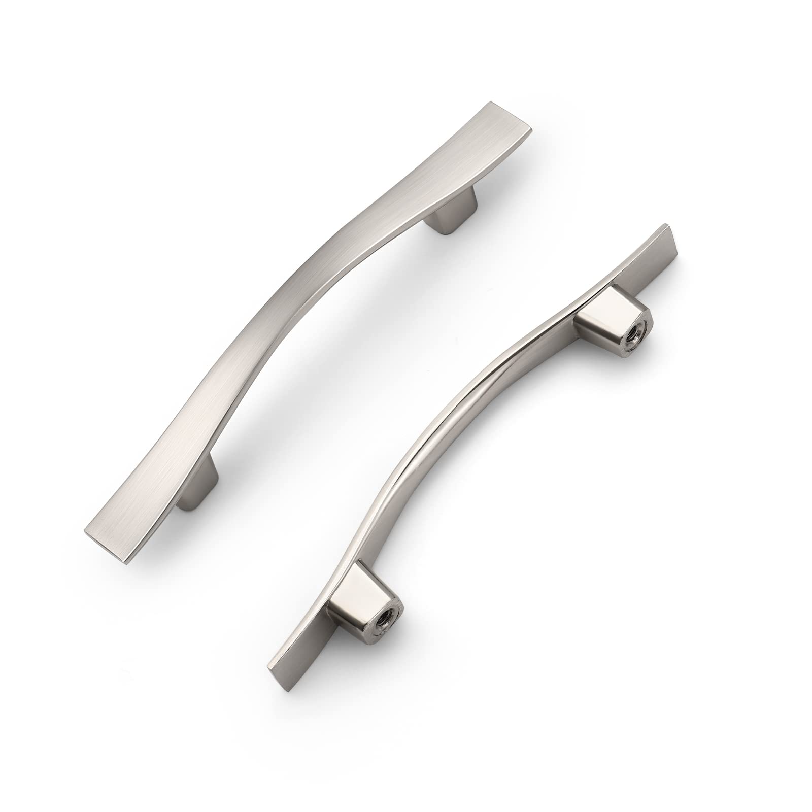 KNOBWELL 50 Pack 3 Inch Brushed Nickel Cabinet Pulls - Curved Arch Style Drawer Handles for Kitchen Cabinets & Dressers (4.75