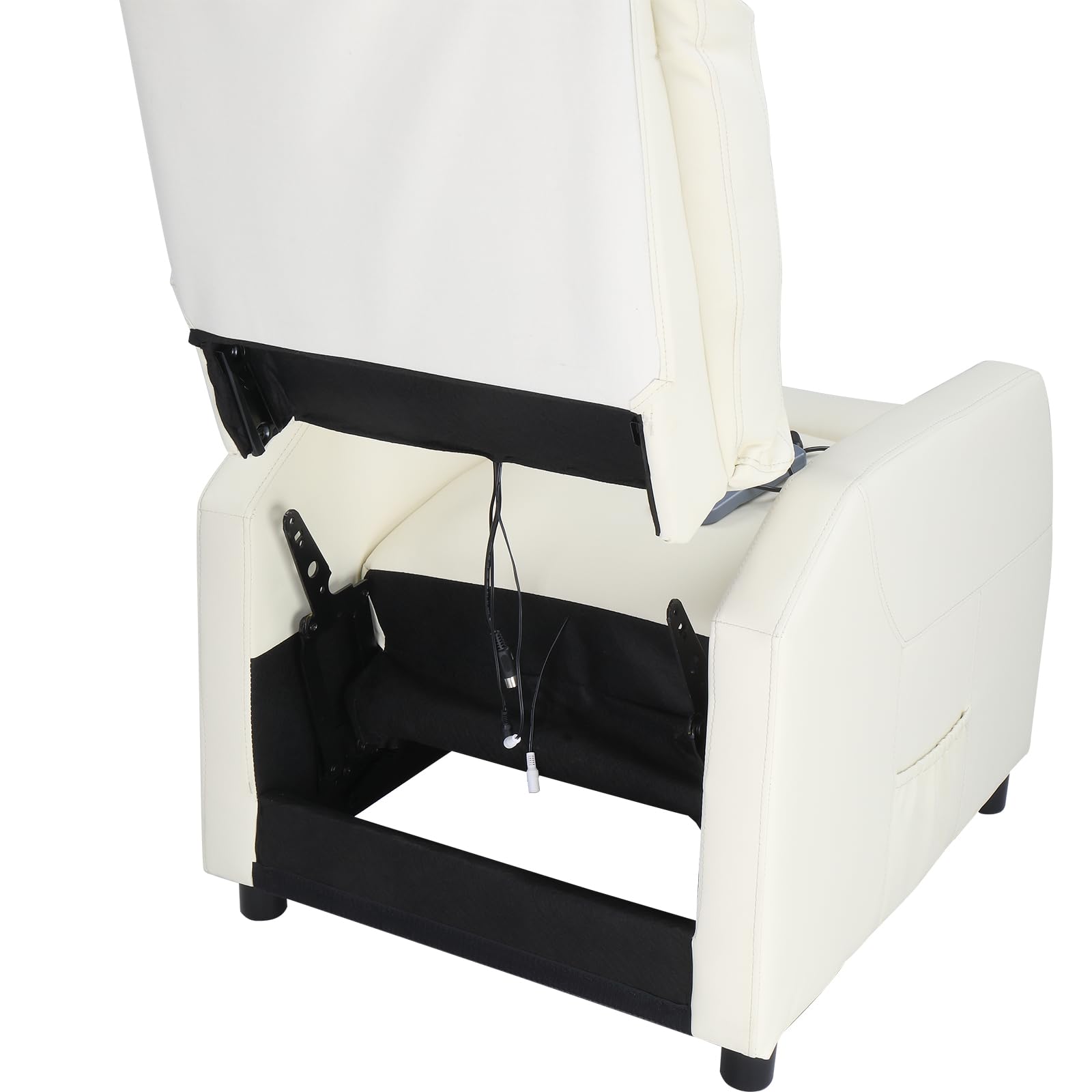 LEADZM Electric Massage Recliner Chair with Heating, Manual Rocking Backrest, Cream White PU Leather - Perfect for Living Room, Bedroom & Home Theater Relaxation