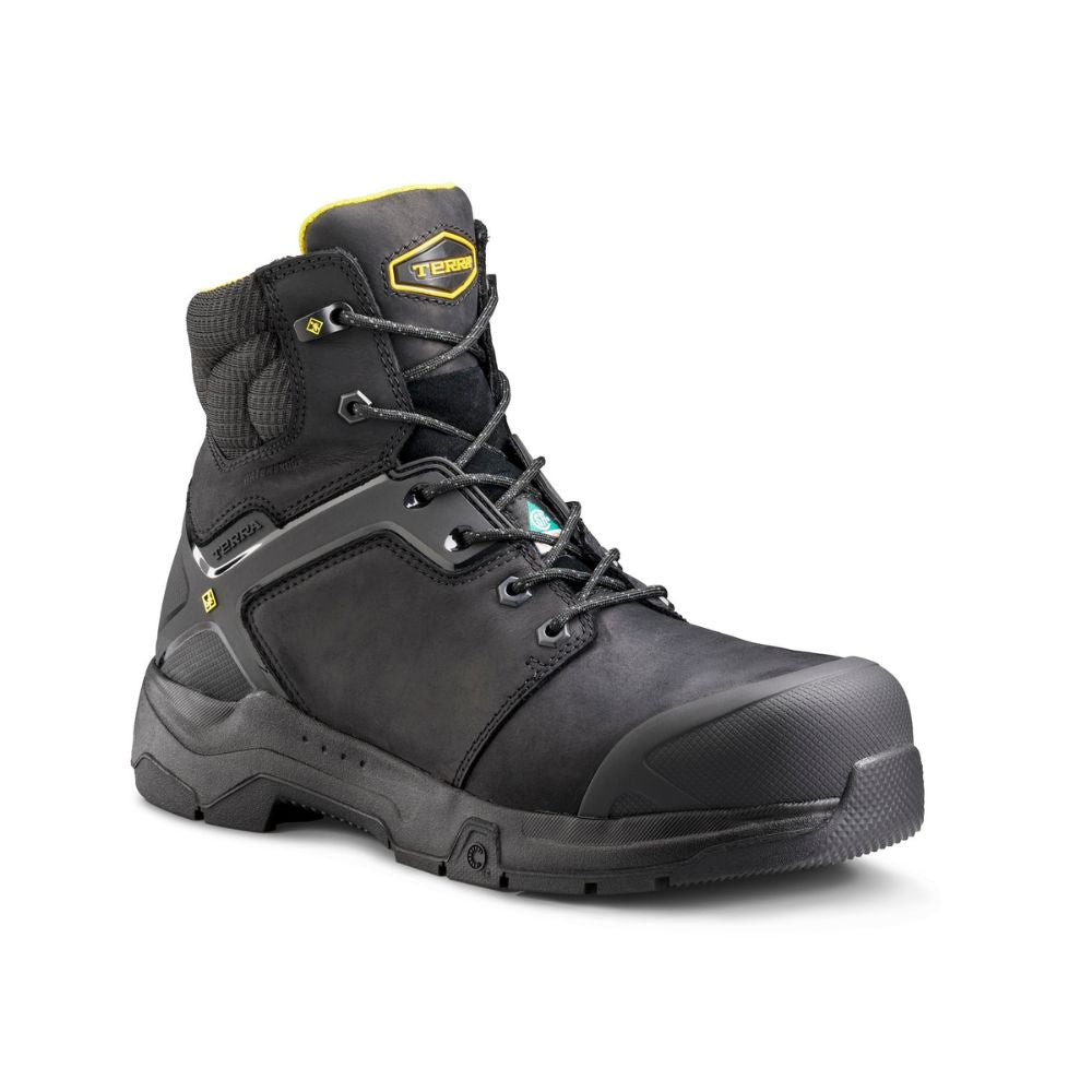 **Terra Carbine Men's 6-Inch Waterproof Composite Toe Work Boots TR0A8395BLK - Black Safety Shoes for Construction, Warehouse & Outdoor Work**