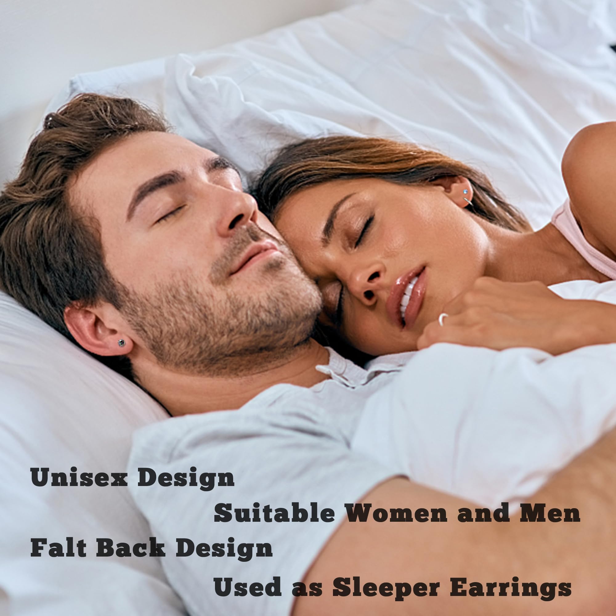 Hypoallergenic Titanium Stud Earrings for Men & Women - 20G Flat Back Opal Cubic Zirconia Cartilage Hoop Earrings for Sensitive Ears | Surgical Steel Body Jewelry for Daily Wear & Special Occasions