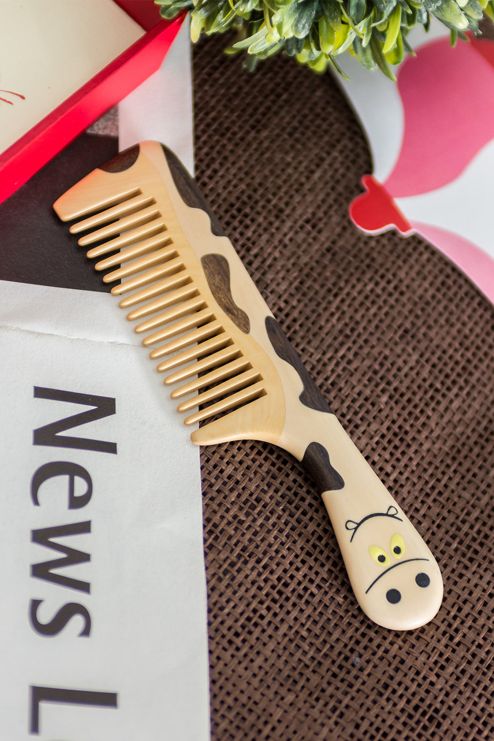 Premium Cow Bone Wooden Comb for Men & Women - Natural Hair Care, Detangling & Styling - Perfect for Daily Use, Travel & Salon Styling