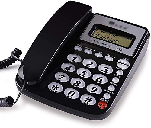 YUBIN Corded Landline Phone with Call Blocker, Speakerphone, LCD Display, Caller ID & Basic Calculator - Black | Home & Office Telephone for Reliable Communication