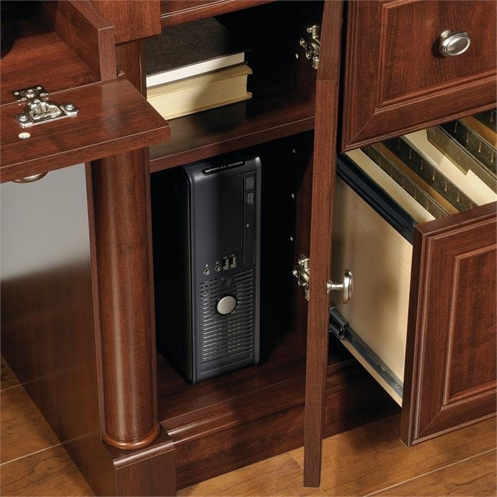 Home Square 2-Piece Office Set with Computer Desk & File Cabinet in Cherry Finish - Perfect for Home Office, Study Room or Small Workspace