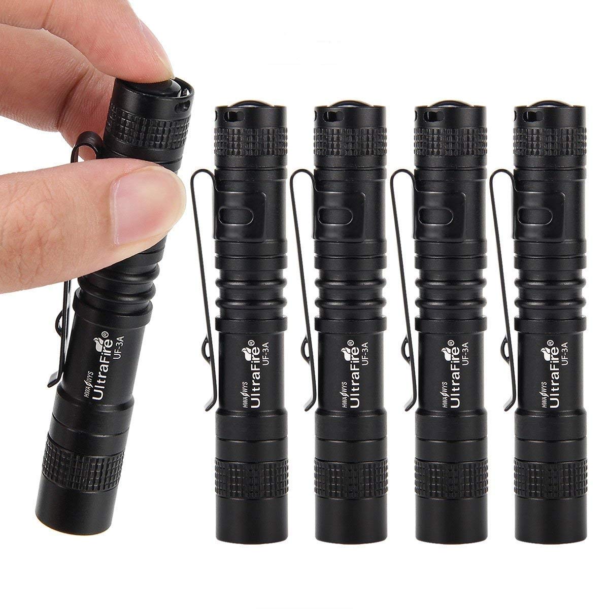 ULTRAFIRE Mini Flashlight UF-3AS - 70 Lumens Pocket-Sized LED Torch, 5 Pack (Flashlight Only) - Perfect for Camping, Hiking, Emergency Kits & Home Use