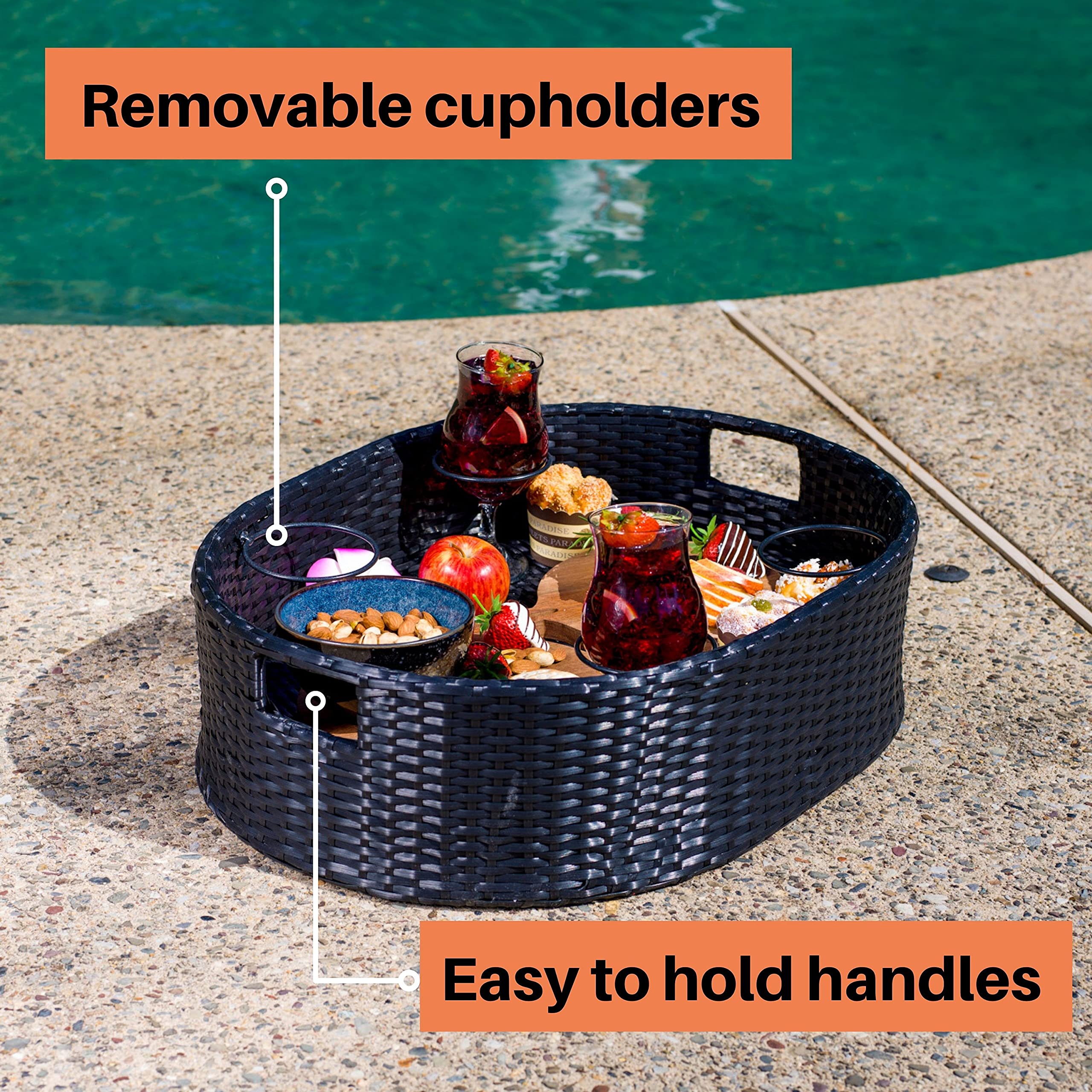 Premium Floating Pool Tray - Waterproof Drink Holder & Snack Tray for Swimming Pools - Stylish Floating Bar & Breakfast Tray for Relaxing by the Poolside or Lake
