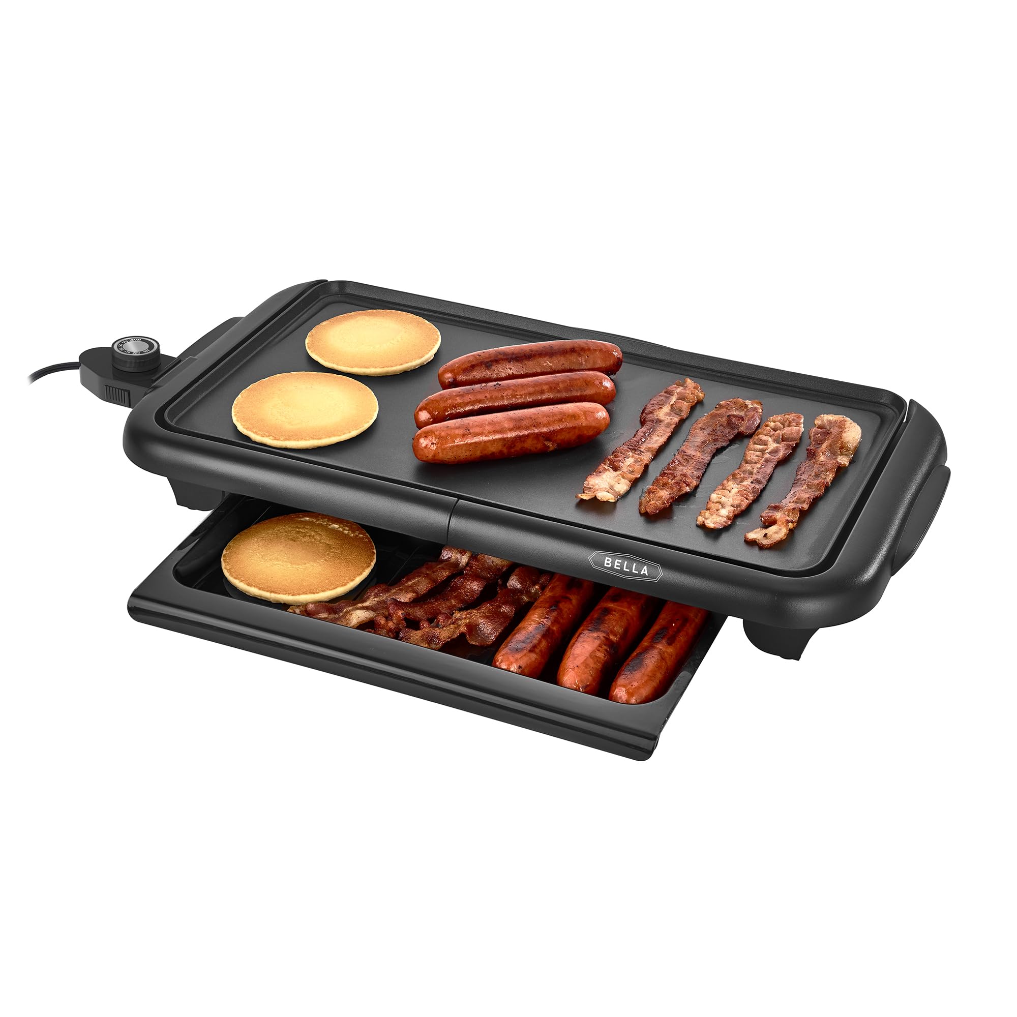 Bella Electric Griddle with Warming Tray - Smokeless Indoor Grill with Nonstick Surface, Adjustable Temperature & Cool-Touch Handles, 10
