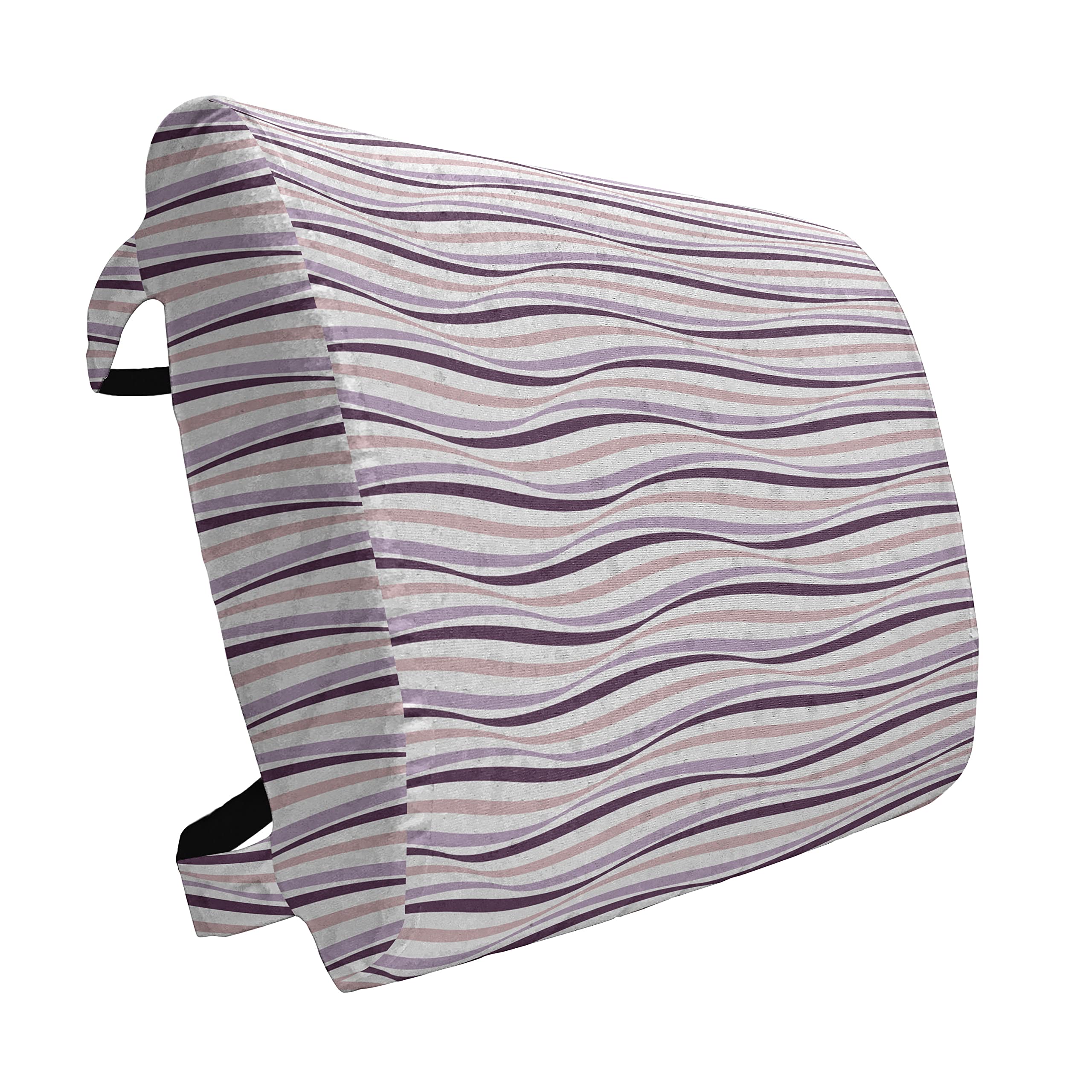 Ambesonne Eggplant Lumbar Support Pillow - Purple Sea Wave Print Round Cushion, High Density Foam for Office Chair & Car Seat (14x13 Inches, Pale Pink Purple) - Perfect for Back Pain Relief & Comfort While Working or Driving