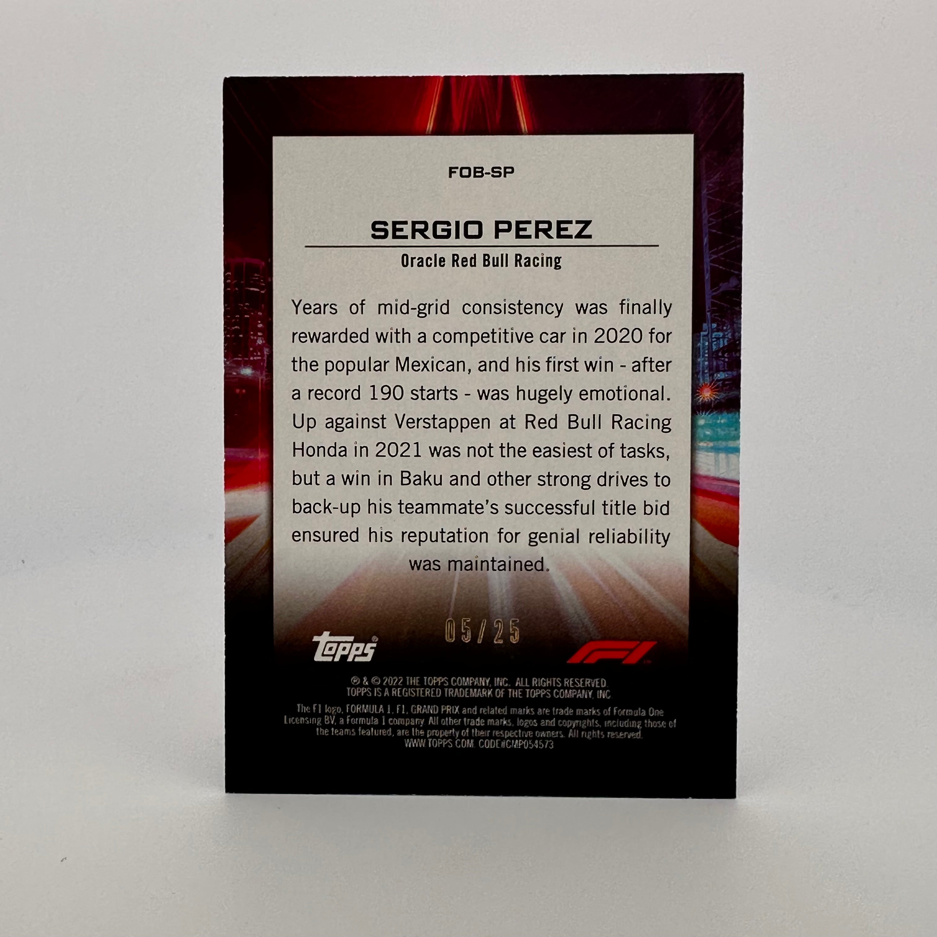 2022 Formula 1 Sergio Perez #FOBSP Flash Of Brilliance Orange Racing Collectible - Perfect for F1 Fans, Sports Memorabilia Collectors, and Man Cave Decor