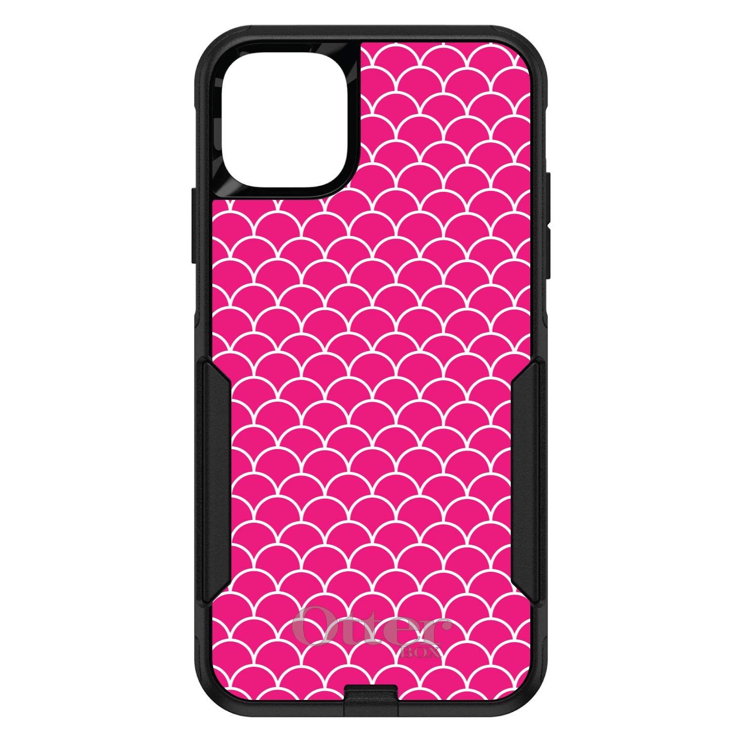 DistinctInk iPhone 12 Pro MAX Case (6.7 Inch) - Shockproof Protective Phone Cover with Scalloped Pattern in Hot Pink & White - Perfect Replacement for OtterBox Commuter - Ideal for Work, Travel and Everyday Use