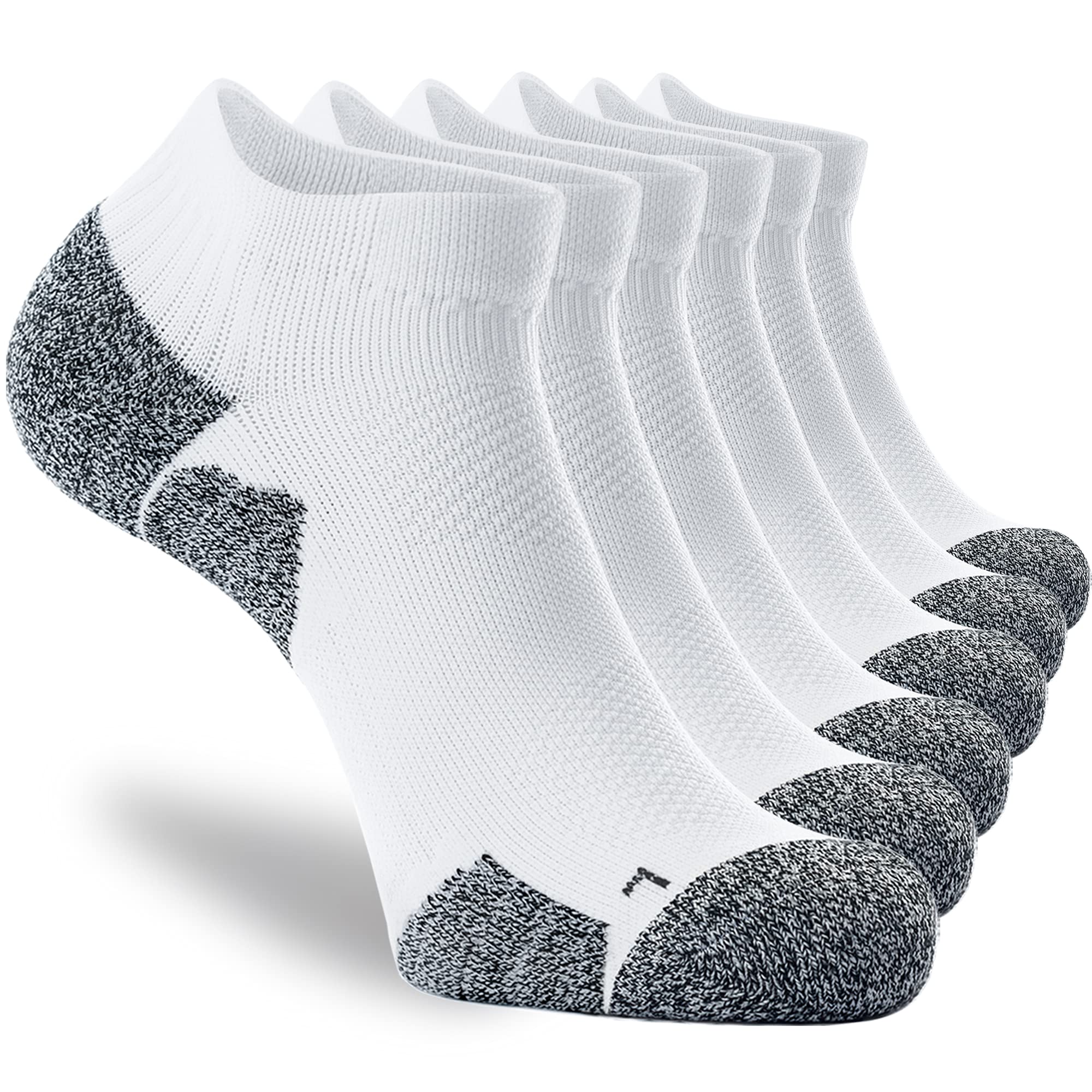 CWVLC Unisex Cushioned Compression Athletic Ankle Socks 6-Pack - Breathable Workout Socks for Running, Gym & Sports Performance