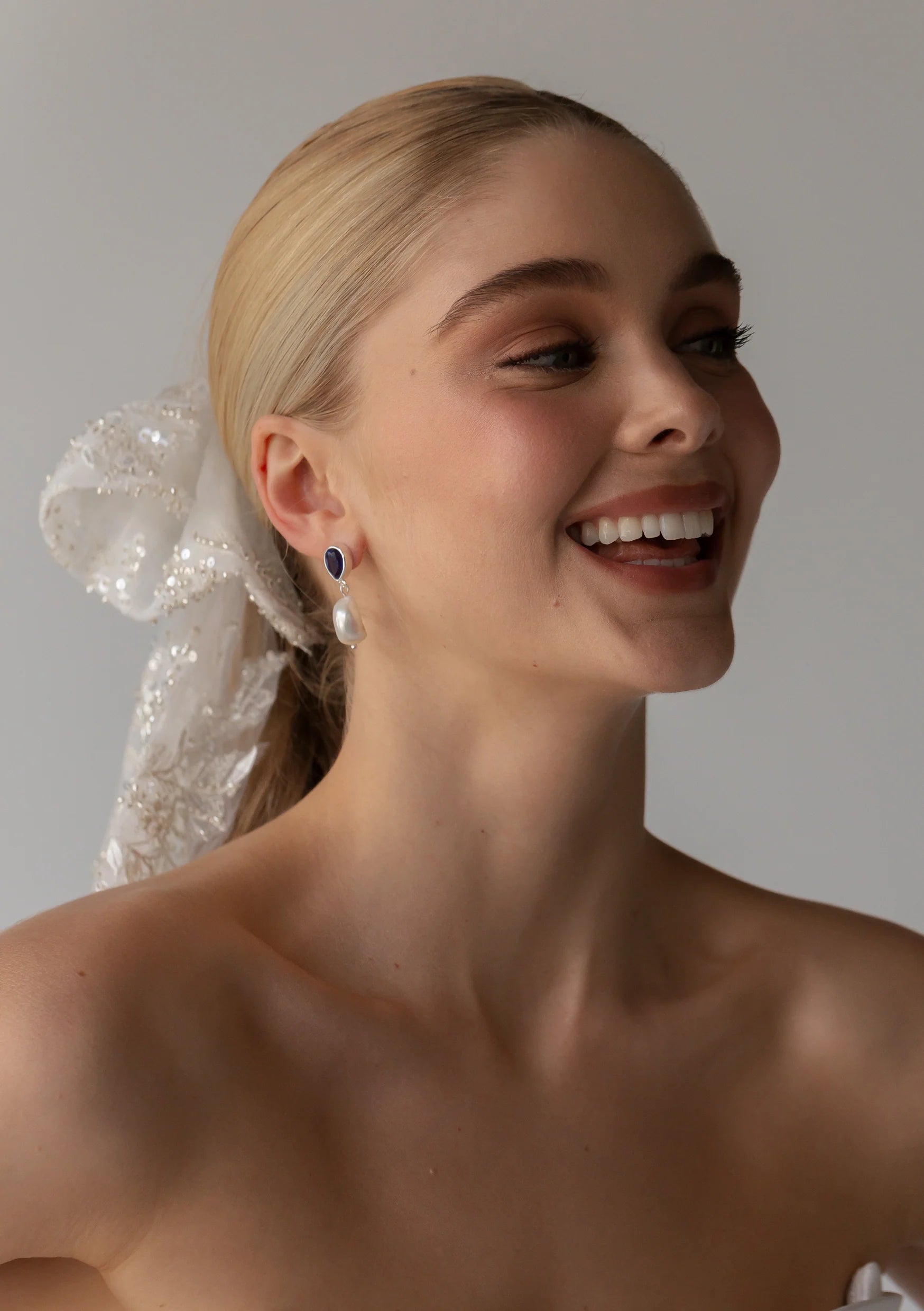 Lola Knight Piper Beaded Tulle Bow Hair Clip - Ivory Bridal Hair Accessory for Weddings, Prom & Special Occasions