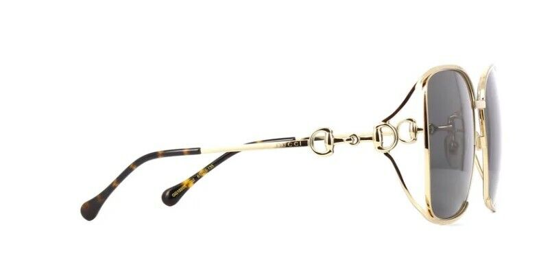 Gucci GG 1020S 002 Gold/Gray Metal Full Rim Oversized Square Women's Sunglasses - Luxury Fashion Shades for Women, UV Protection, Perfect for Beach, Driving & Outdoor Activities