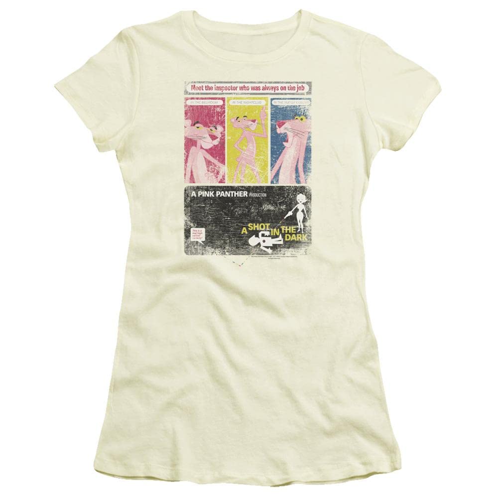 Pink Panther Shot in The Dark Juniors T-Shirt | Fun Cartoon Graphic Tee for Girls | Casual Wear & Sleepwear