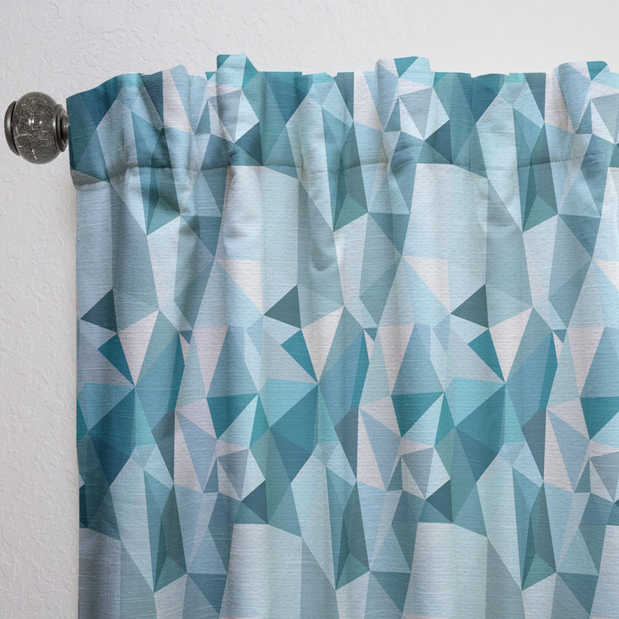 Polygonal Abstract Light Blue Geometric Curtains - Thermal Insulated Single Panel (52x63 inches) for Bedroom & Living Room - Modern Window Drapes for Home Decor & Light Control