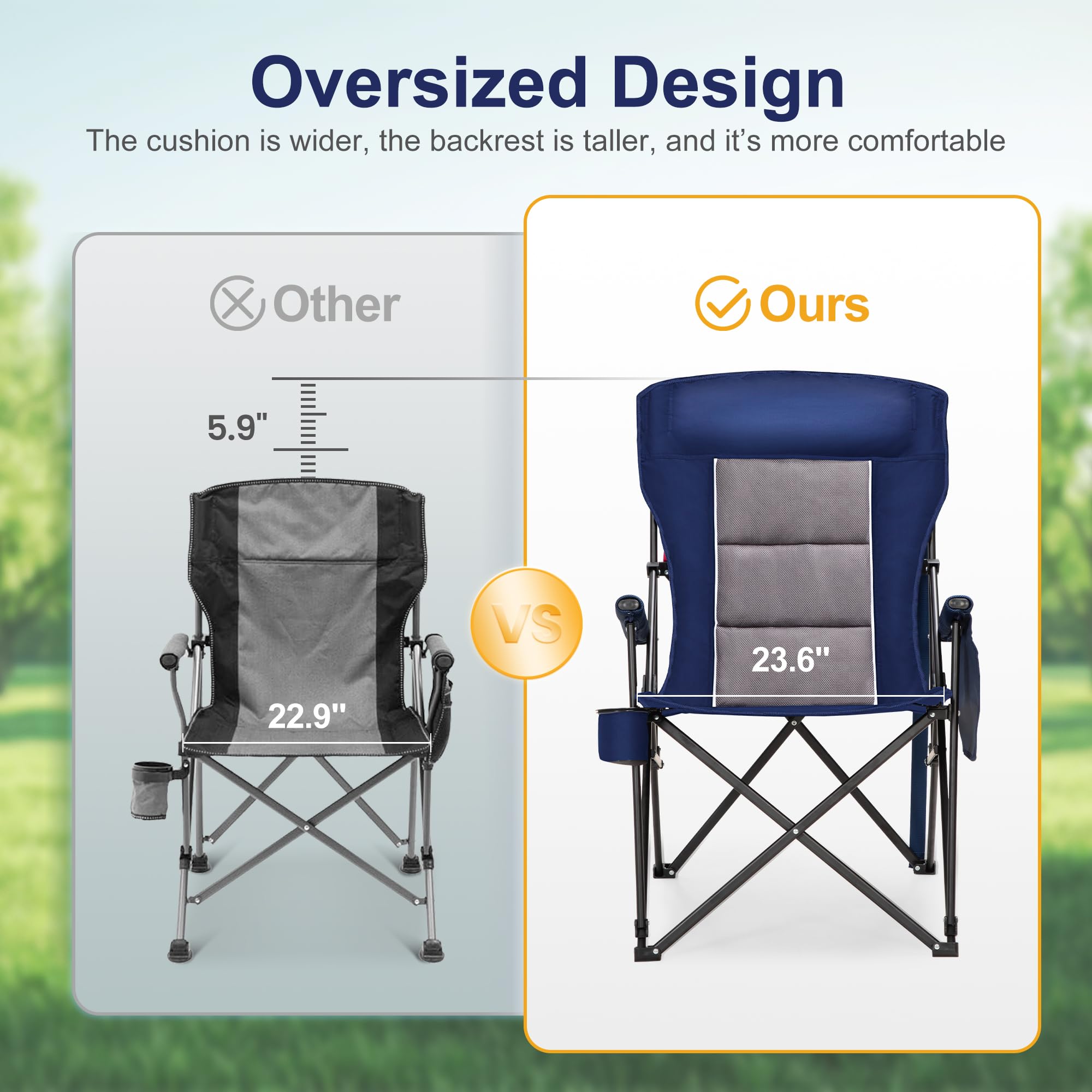 **LET'S CAMP Oversized Heavy Duty Camping Chairs - 29.52