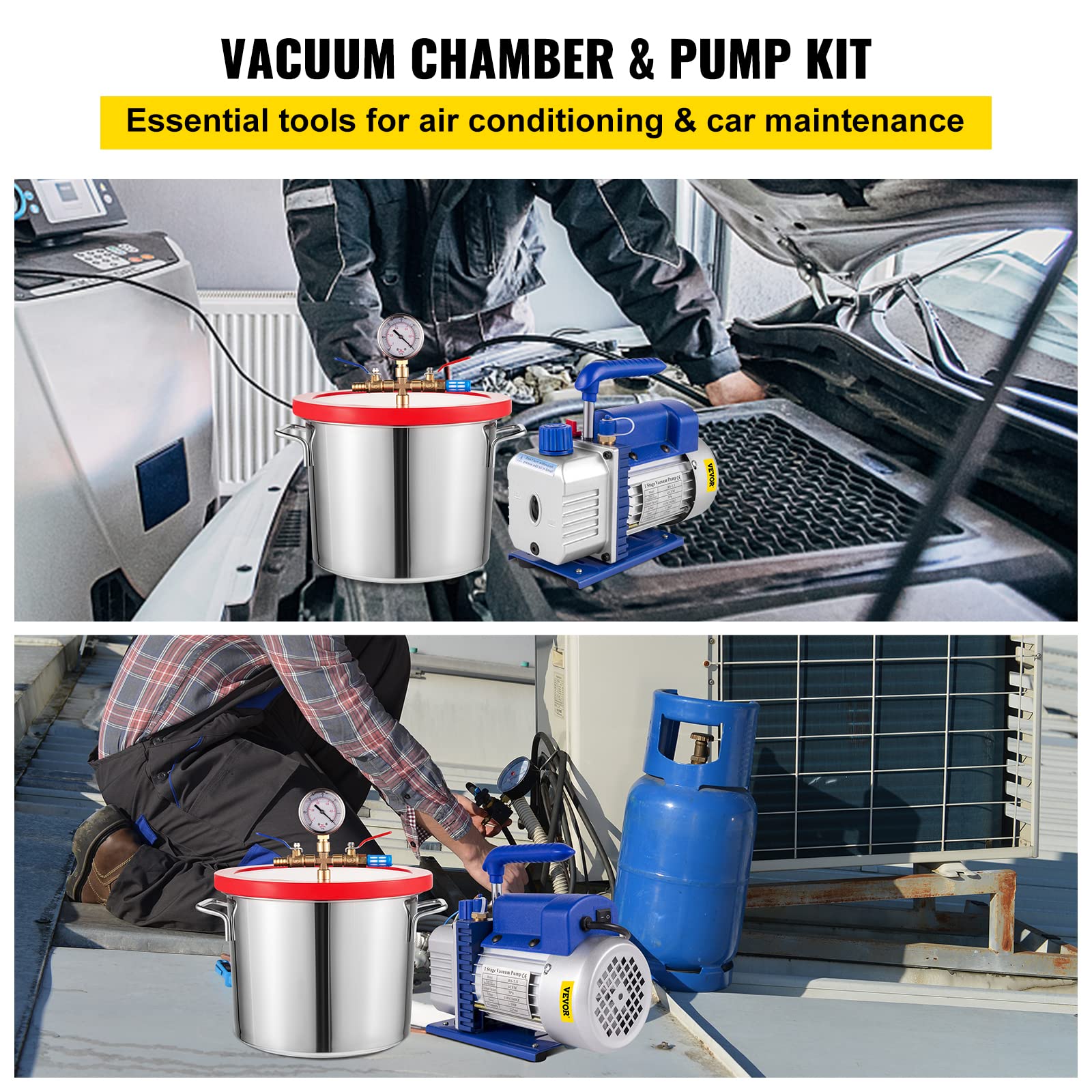 Bestauto 2 Gallon Vacuum Chamber Kit with 4CFM 1/3HP Single Stage Vacuum Pump for Silicone & Epoxy Degassing - Perfect for Resin Casting, Mold Making, and DIY Projects