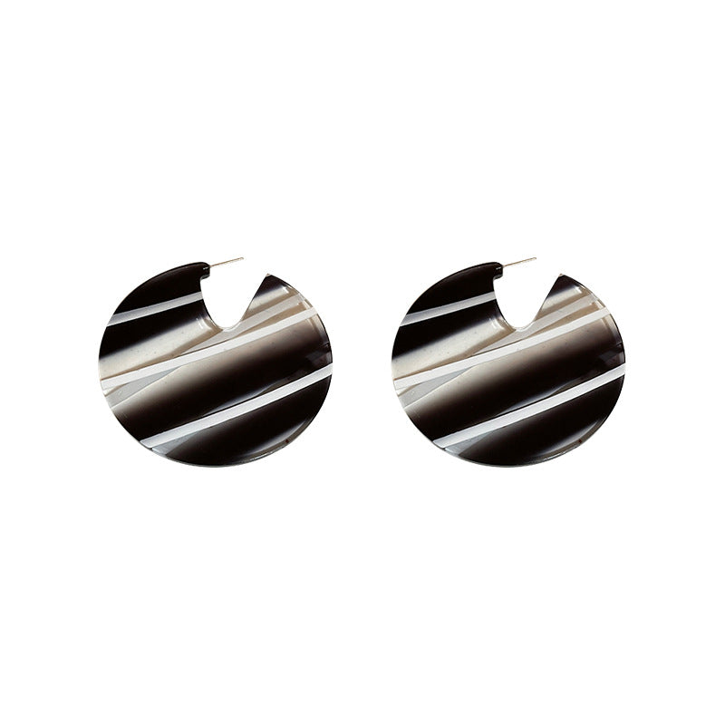 Large Checker Stripe Statement Drop Earrings HE6581 - Bold Geometric Dangle Earrings for Women, Party & Special Occasion Jewelry Gift