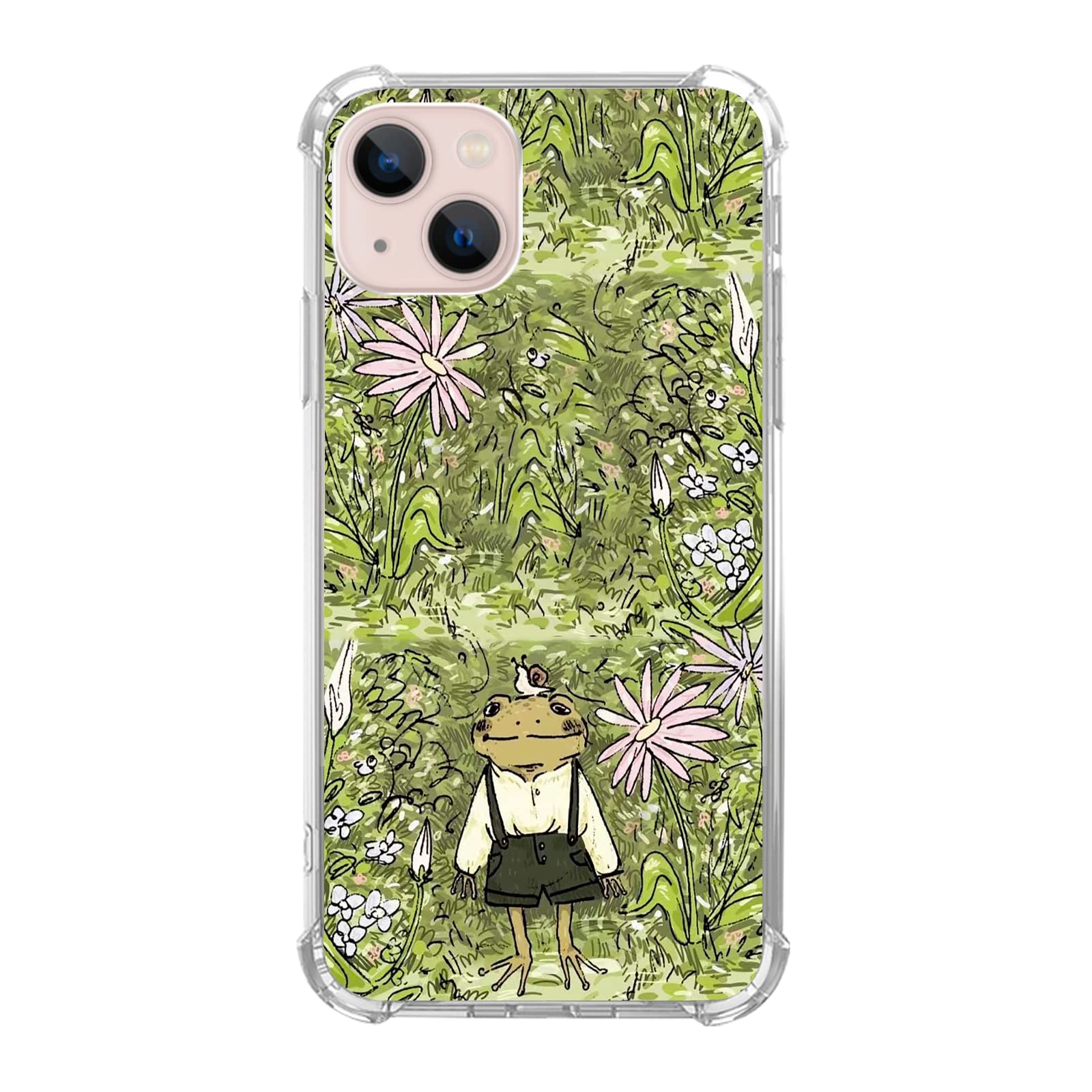 Stylish Hippie Frog & Snail Phone Case for iPhone 13 - Cute Floral TPU Bumper Cover for Men & Women | Perfect for Teens, Nature Lovers & Boho Style Enthusiasts